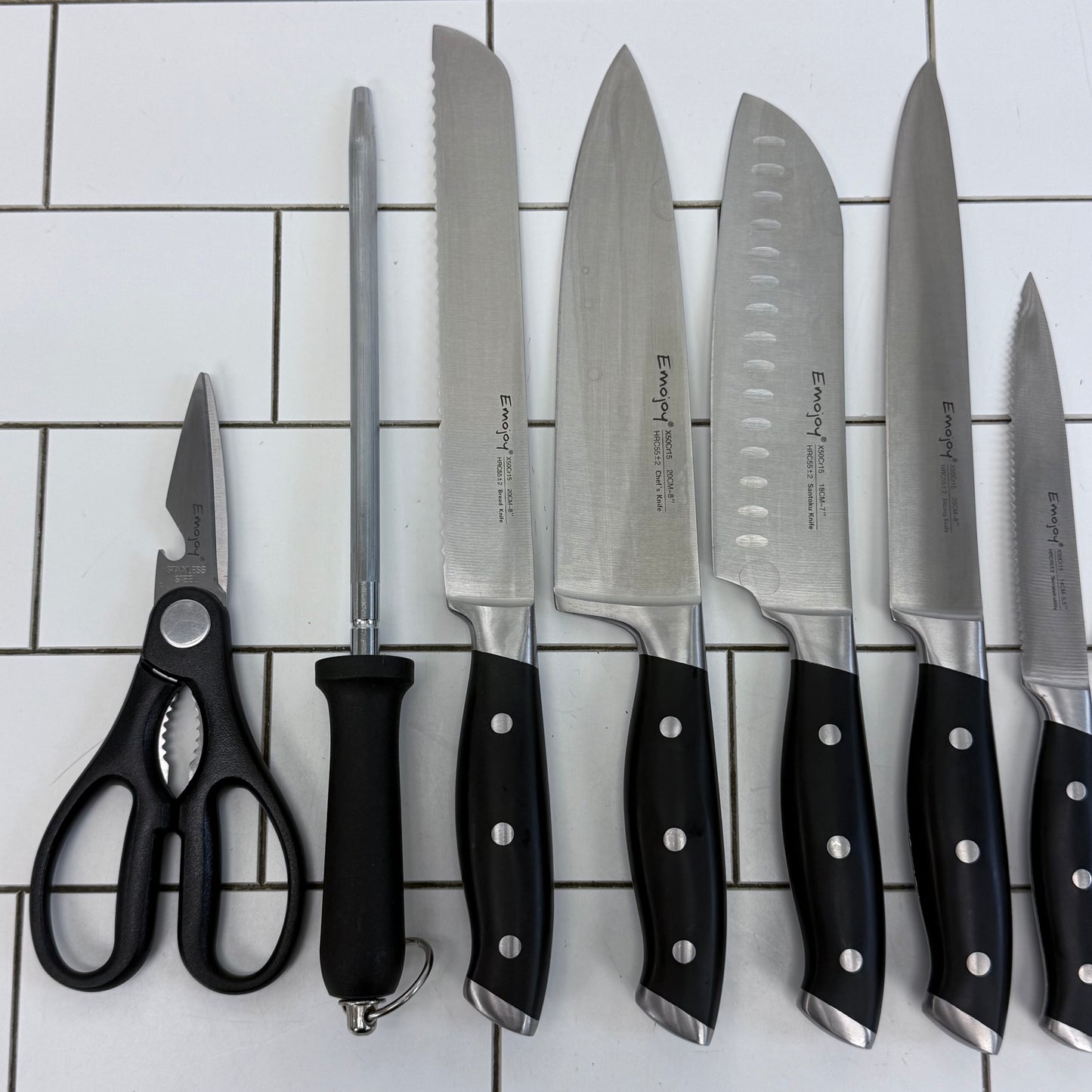 Emojoy Knife Set with Block Set of 12 High Carbon Steel