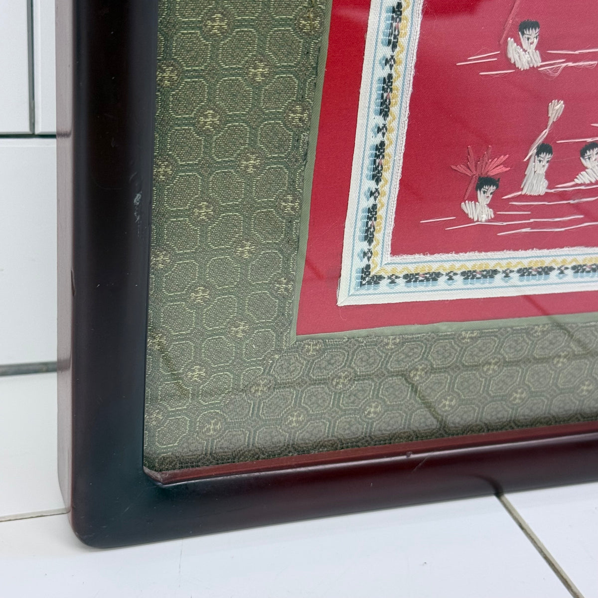 Chinese Dragon Boat Festival Silk Embroidery Framed Art