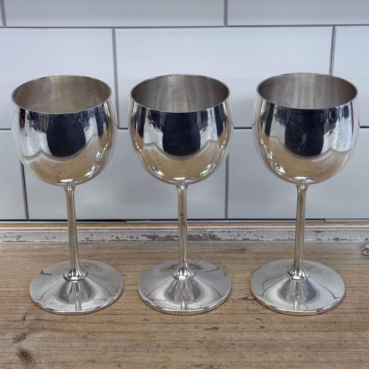 Spanish Silver Plate Wine Goblets Set of 6 Vintage 1960s
