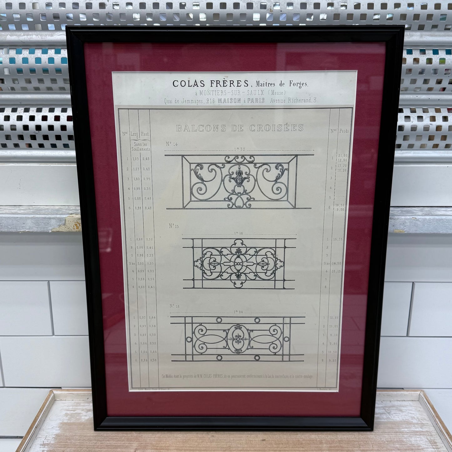 Colas Frères Maitres de Forge Print Ad, Framed