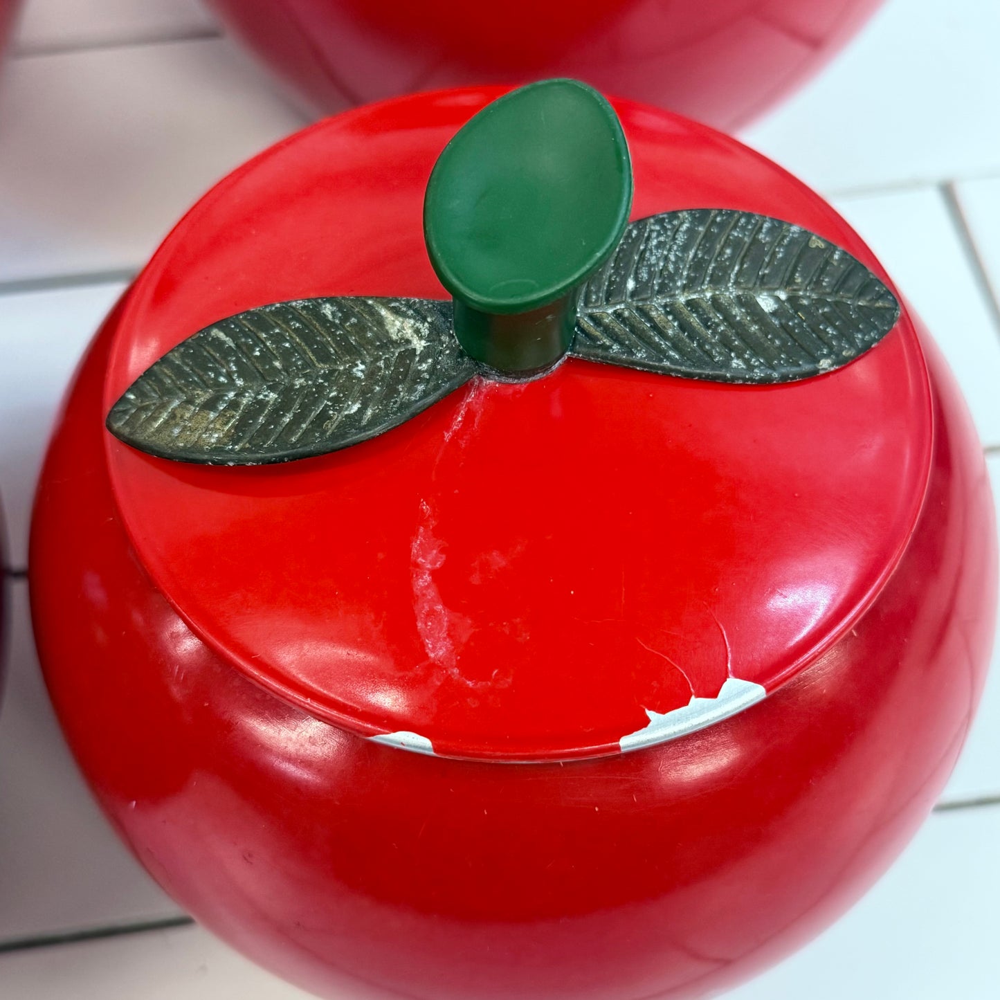 Chrom-Ever Red Apple Aluminum Canisters Set 1960s