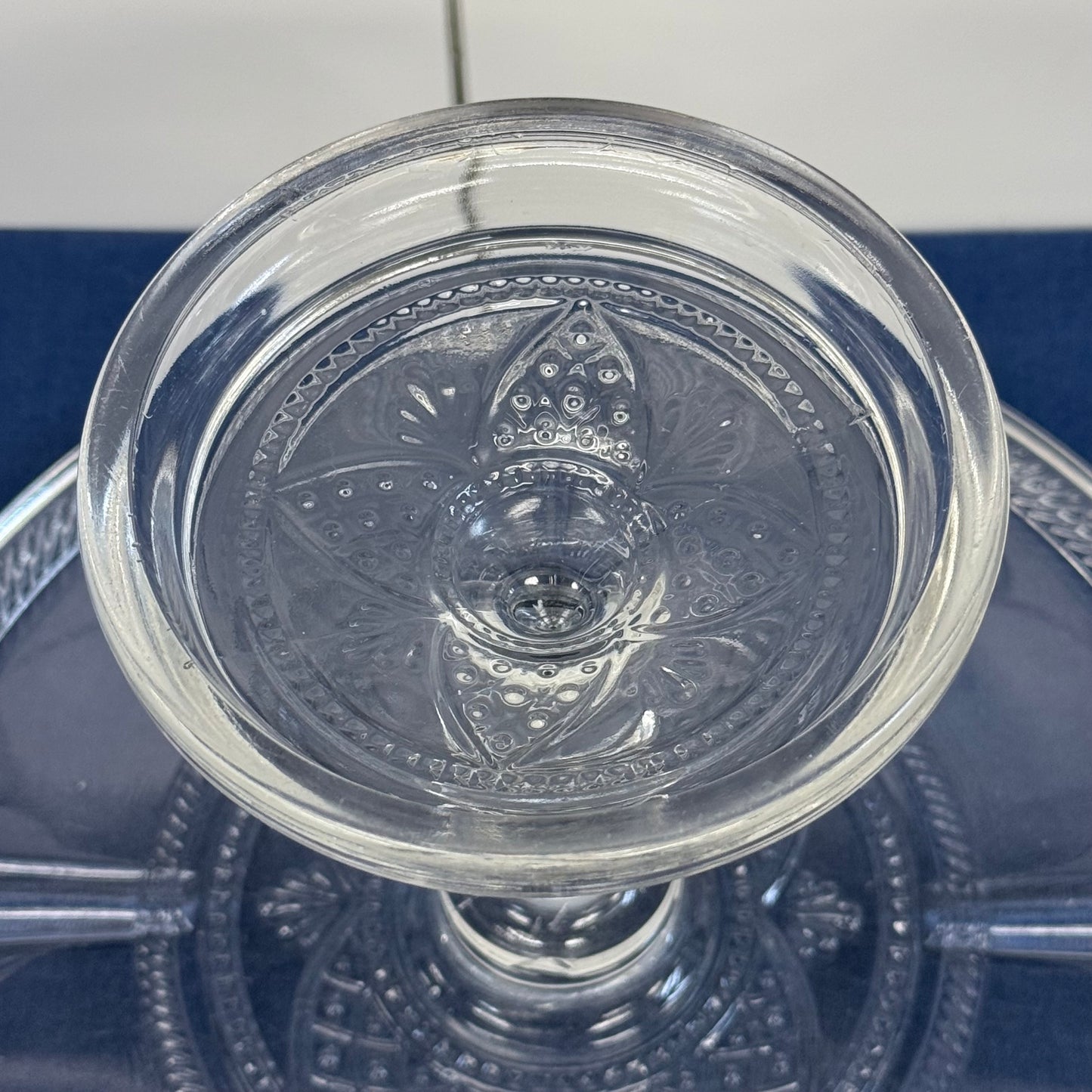 Bryce Bros Argent Rope Band EAPG Glass Cake Stand c. 1900