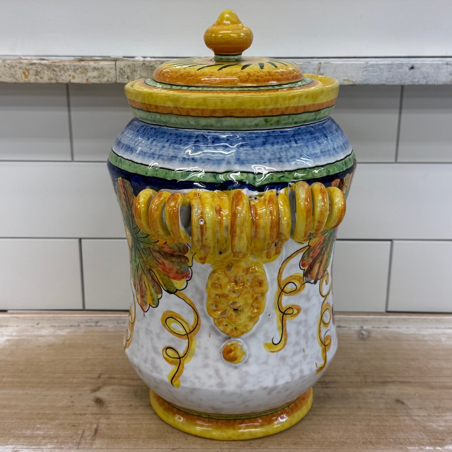 Orvieto Italian Lidded Canister Hand Painted Ceramic
