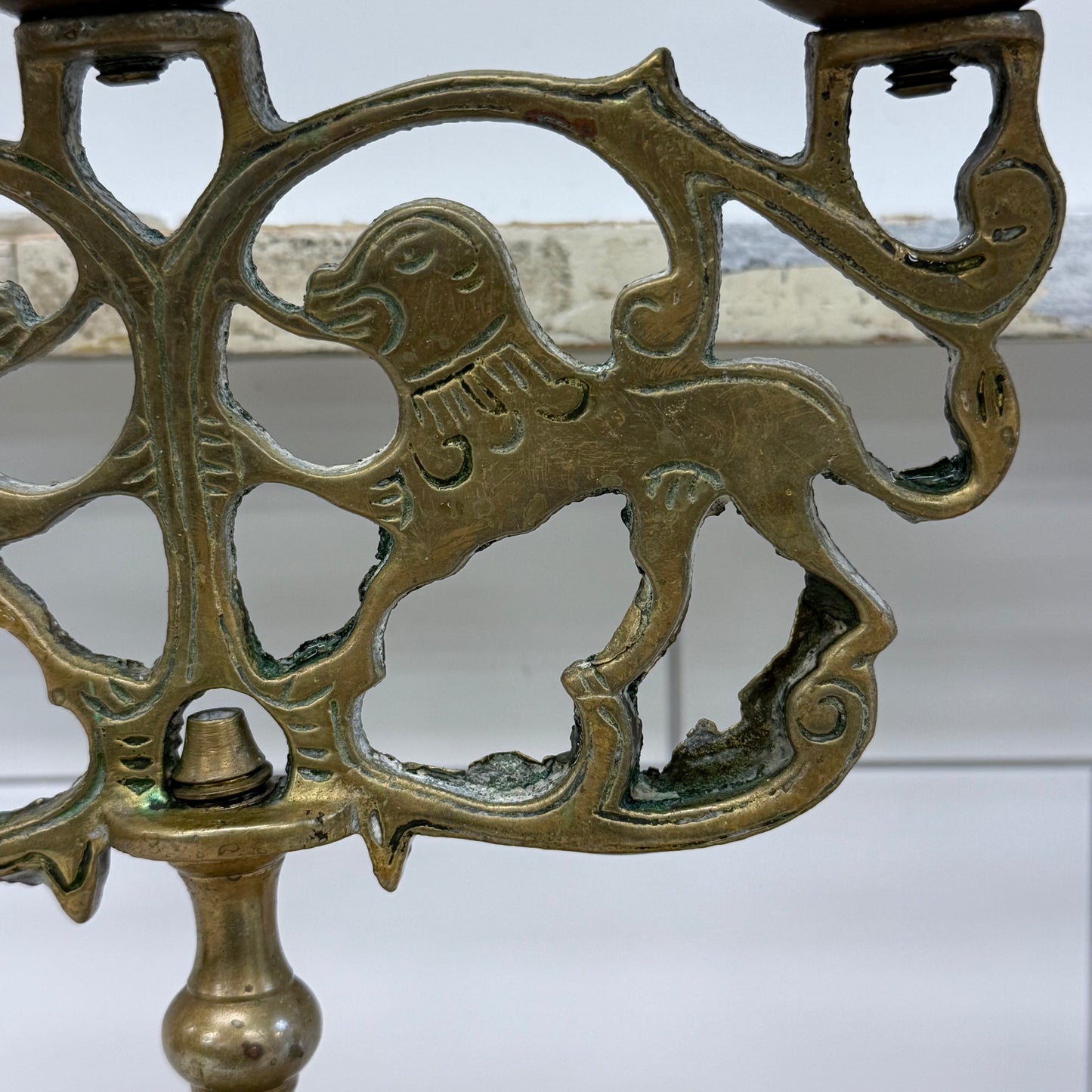 Lion of Judah candelabra Brass Three Light Set of 2