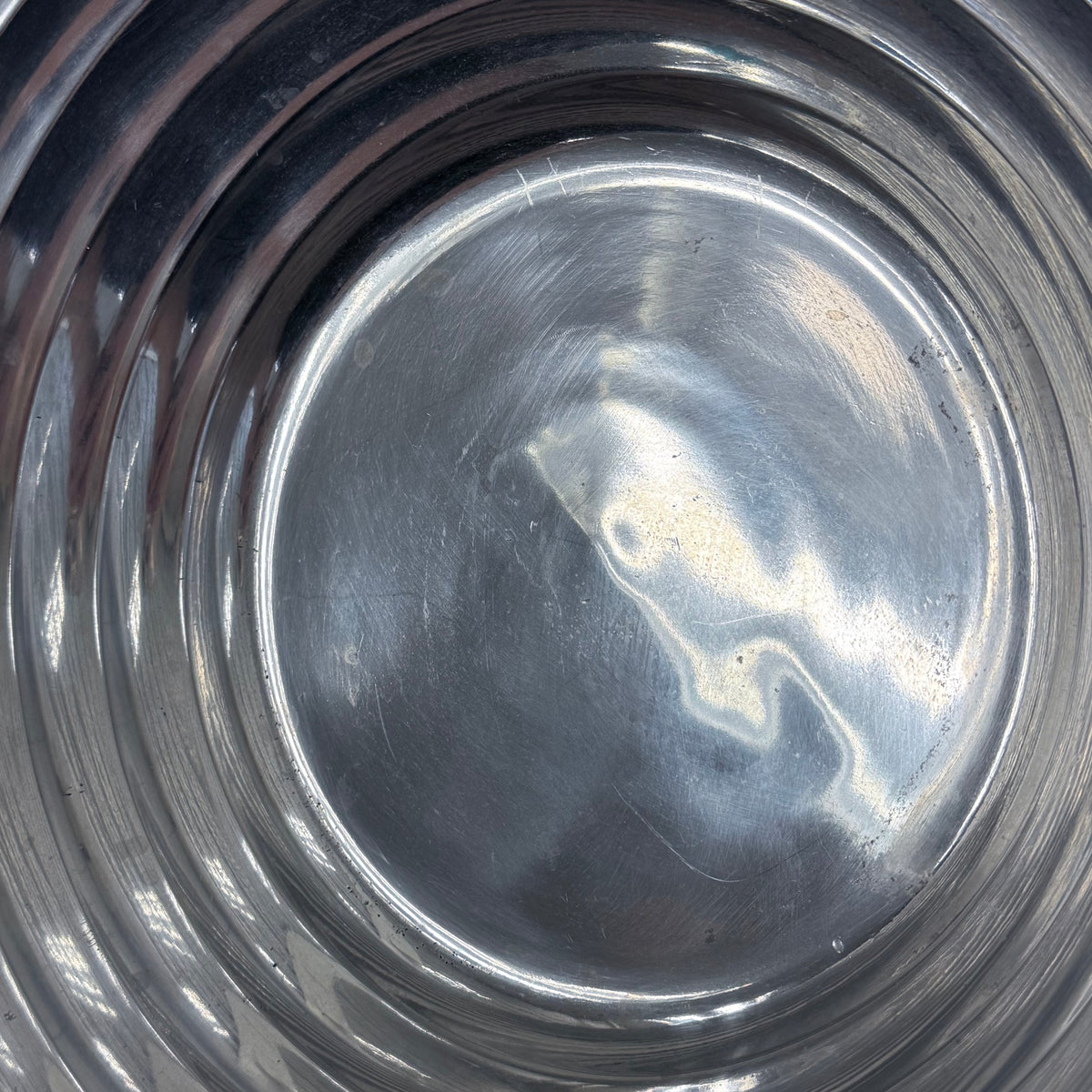 Ribbed Metal Bowl Large Centerpiece 18”