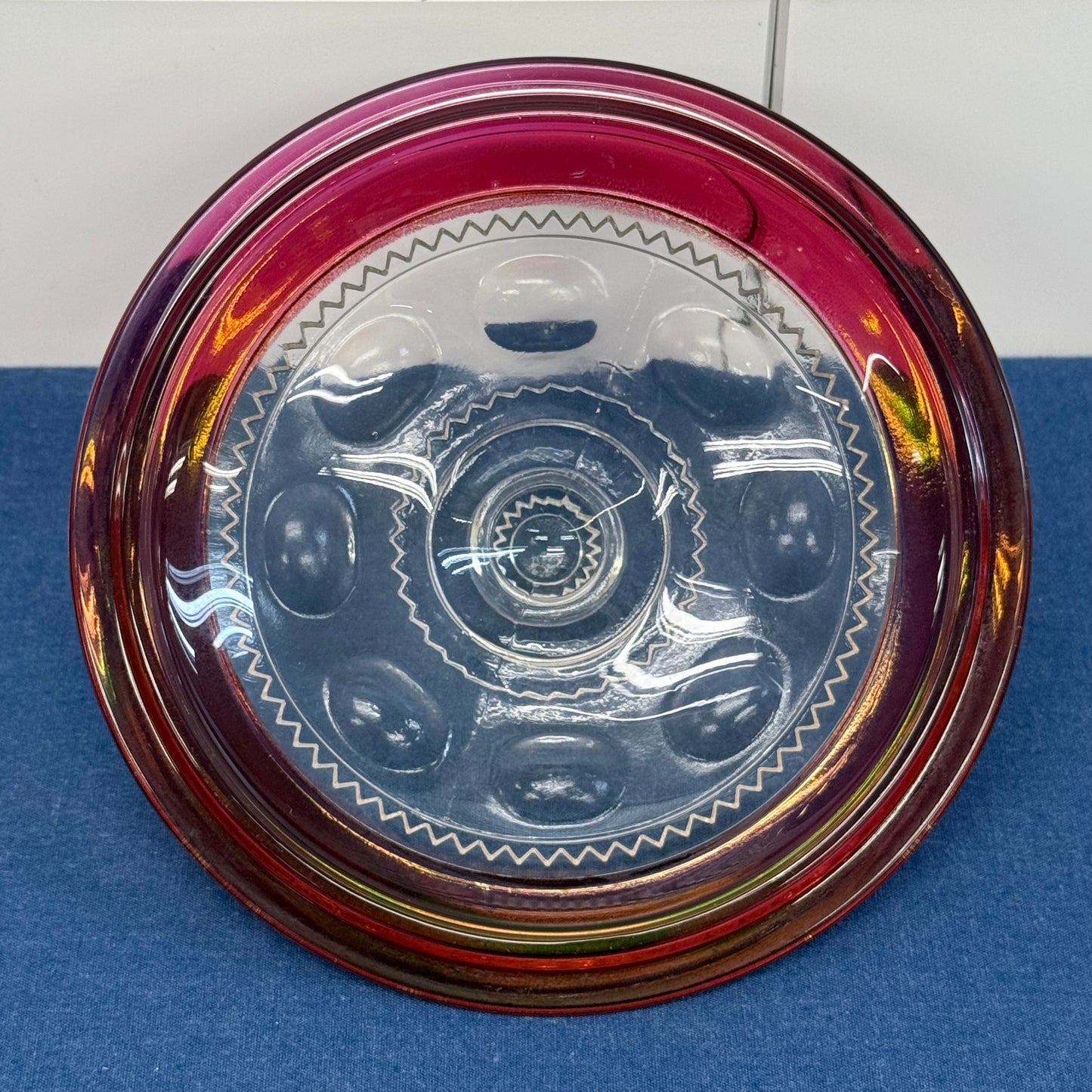 Indiana Glass Kings Crown Ruby Flash Lidded Compote