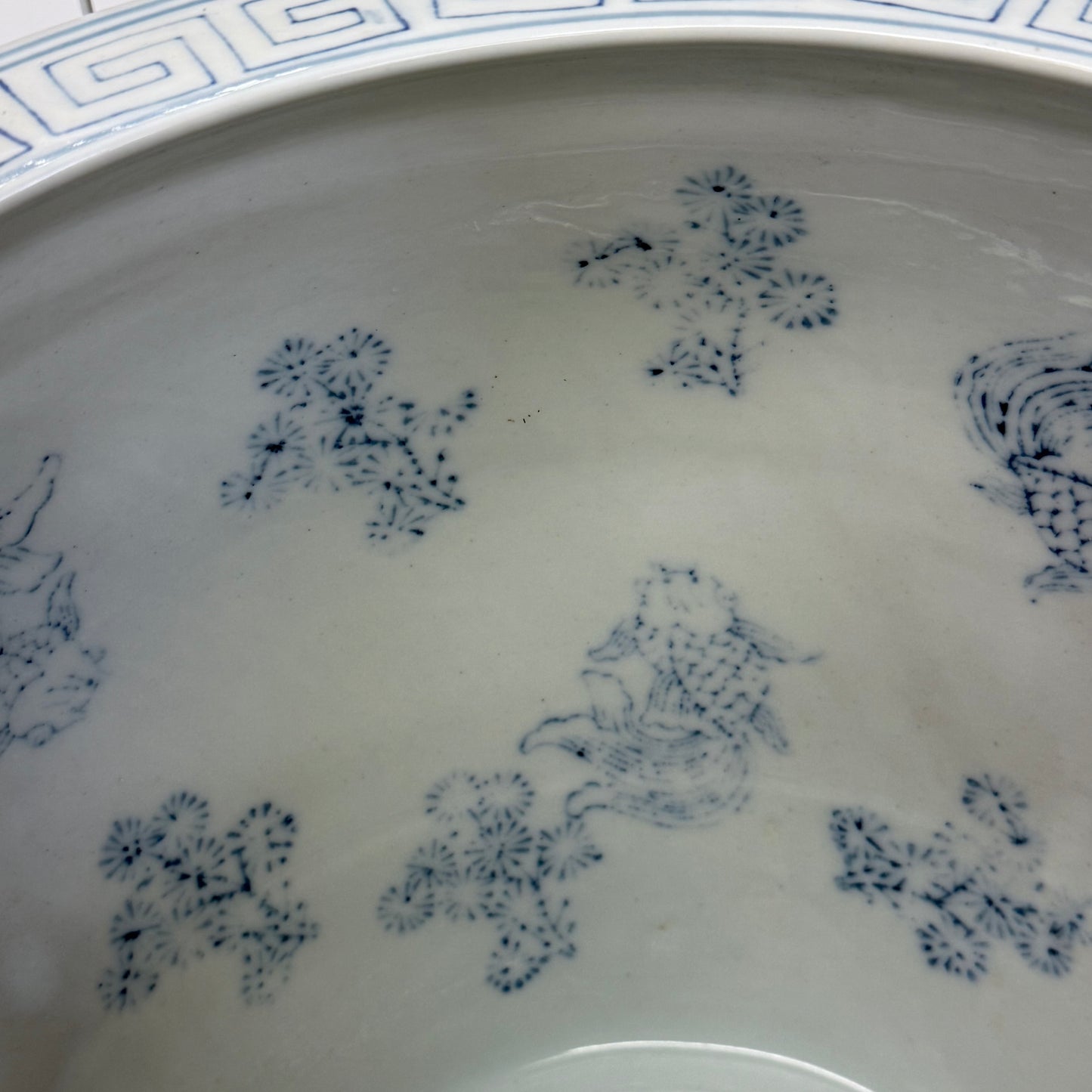 Chinoiserie Blue White Ceramic Planter Cachepot Floral Pot