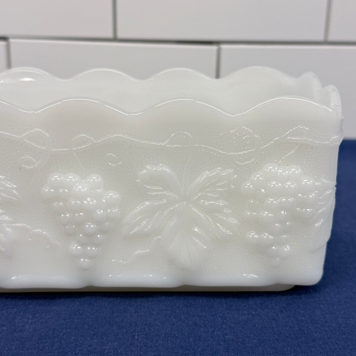 Anchor Hocking Fire-King Milk Glass Grape Vine Planter