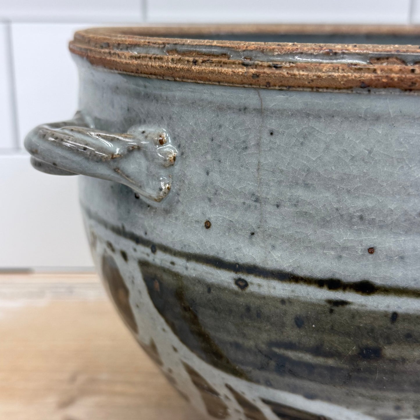 Studio Art Pottery Stoneware Planter Gray Glaze