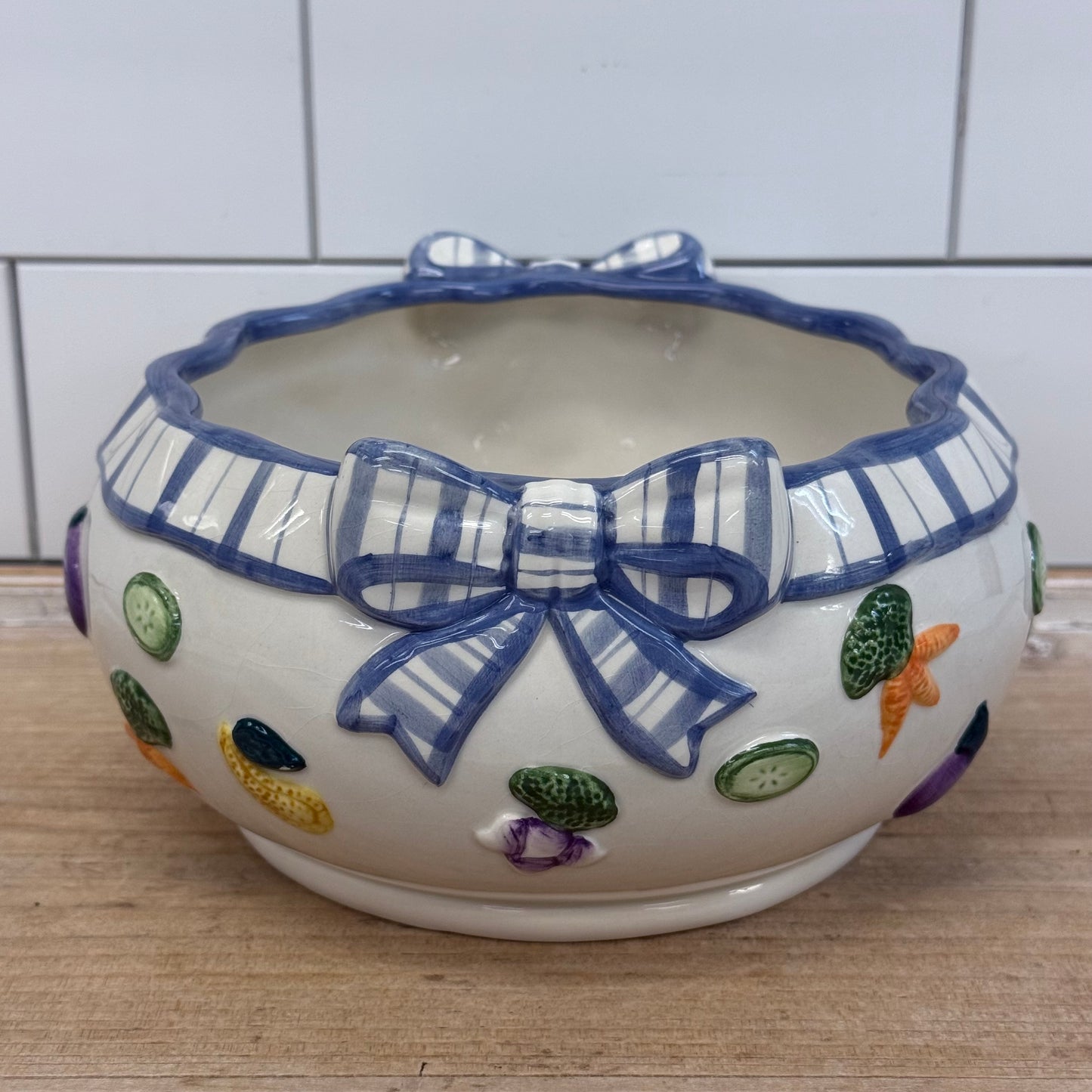 Fitz and Floyd Vegetable Garden Ceramic Serving Bowl 1990s