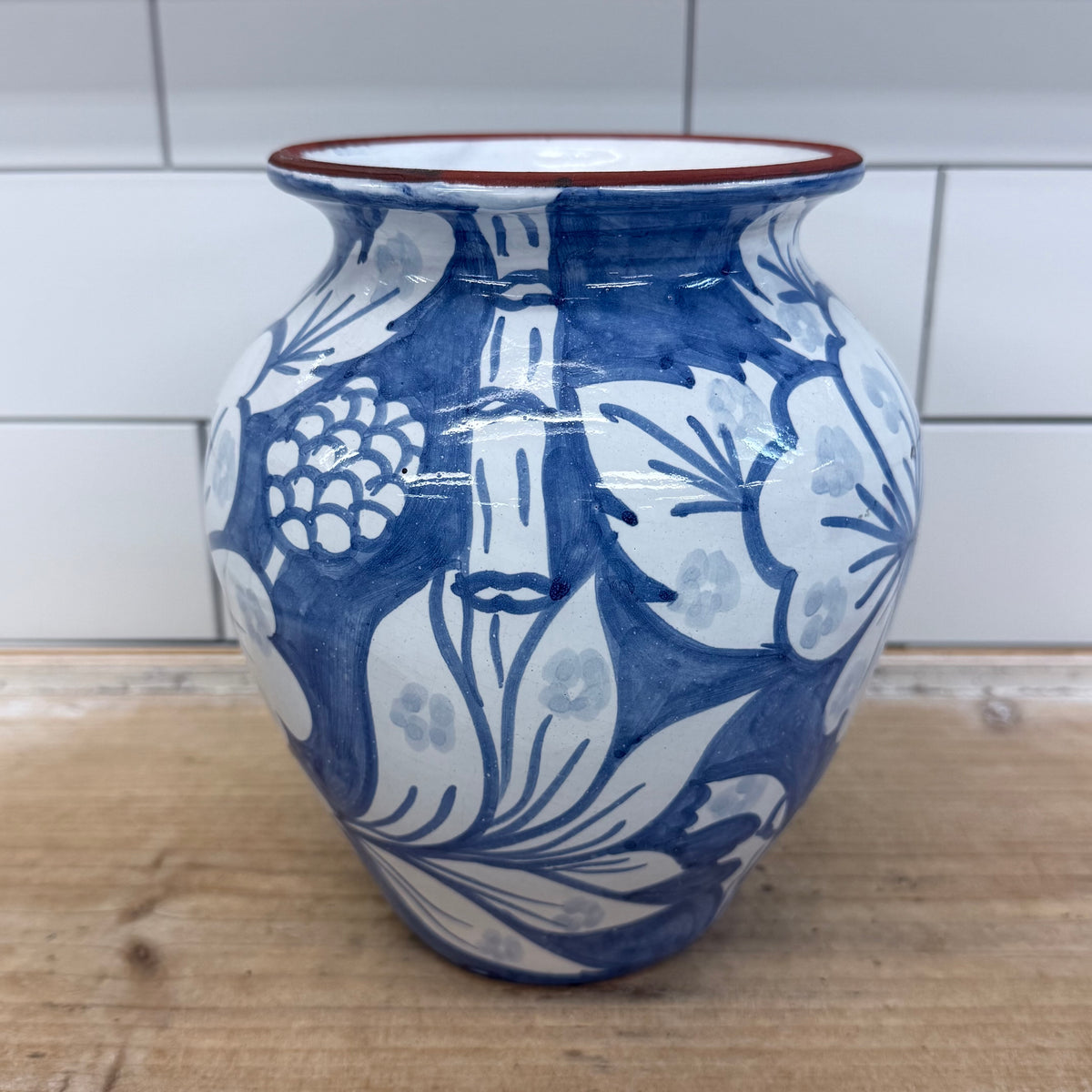 Hand Painted Floral Terracotta Pottery Vase