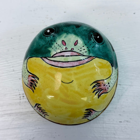 Frog Enameled Metal Trinket Box
