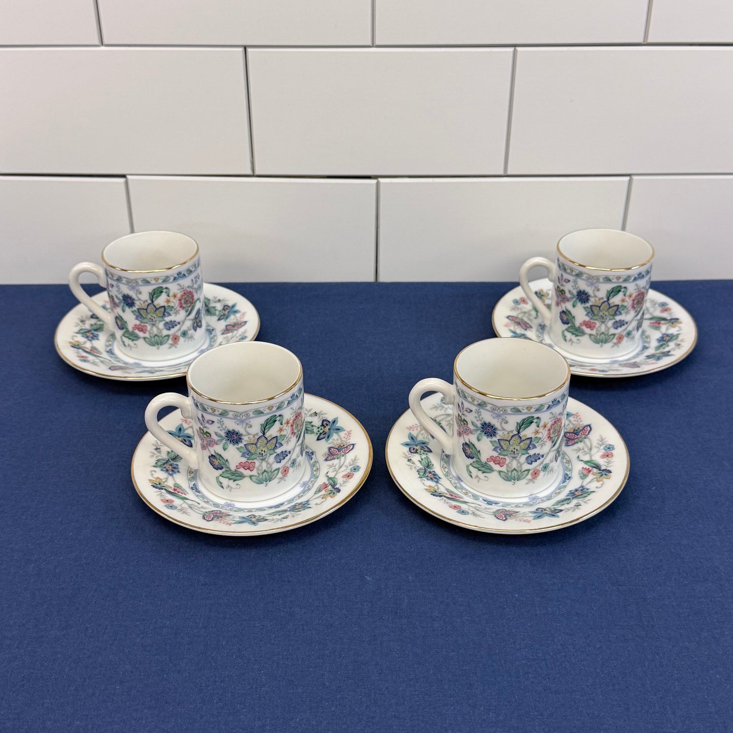 Andrea by Sadek Garden of India Demitasse Cups Saucers Set 4