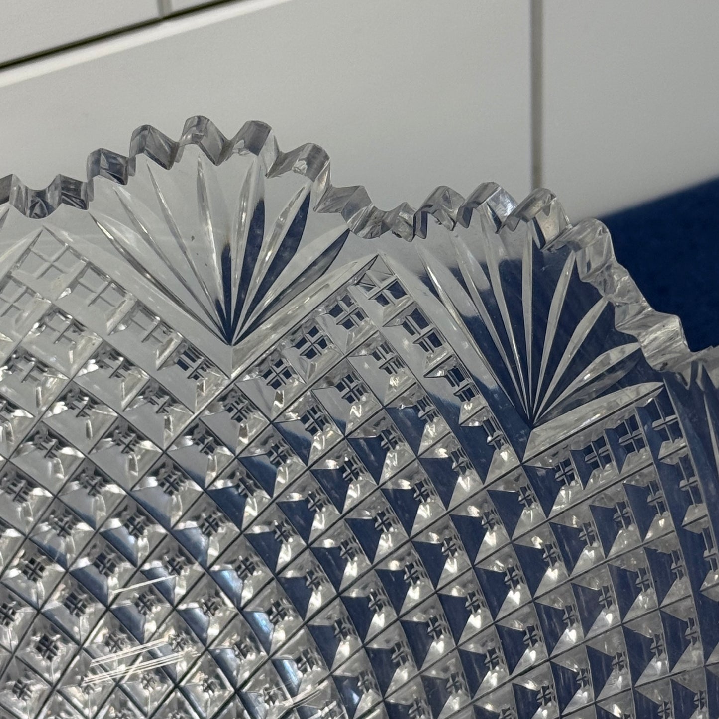 ABP Cut Crystal Bowl Diamond & Fan Pattern c1890-1915