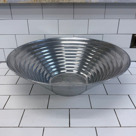 Ribbed Metal Bowl Large Centerpiece 18”