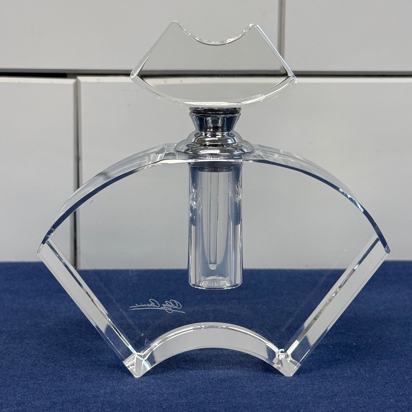 Oleg Cassini Fan Crystal Perfume Bottle Signed