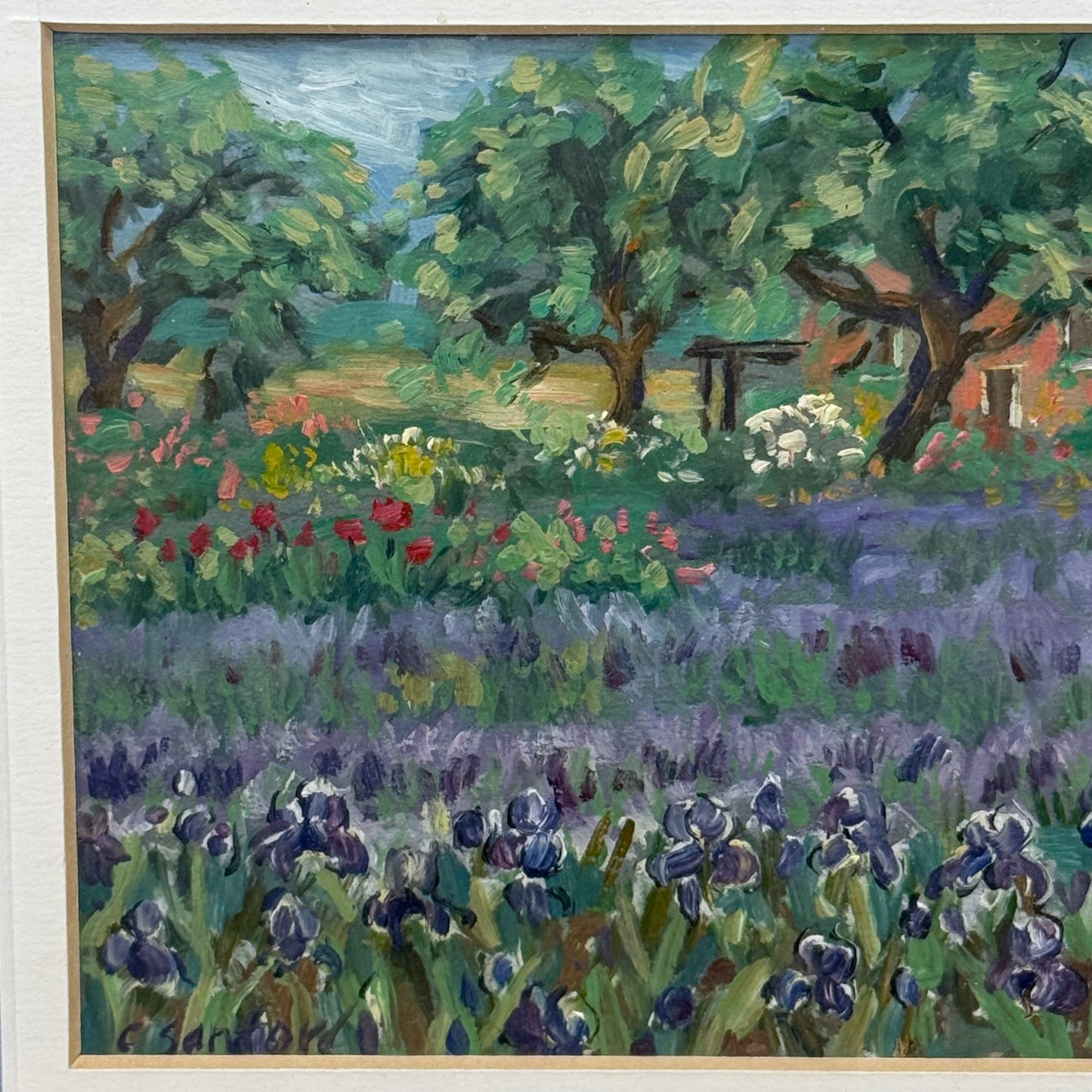 Flower Field Framed Art Print Signed C Sanford