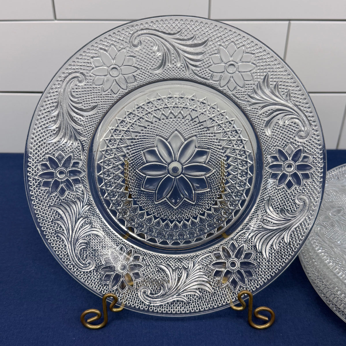 Indiana Glass Sandwich Clear Vintage Luncheon Plates