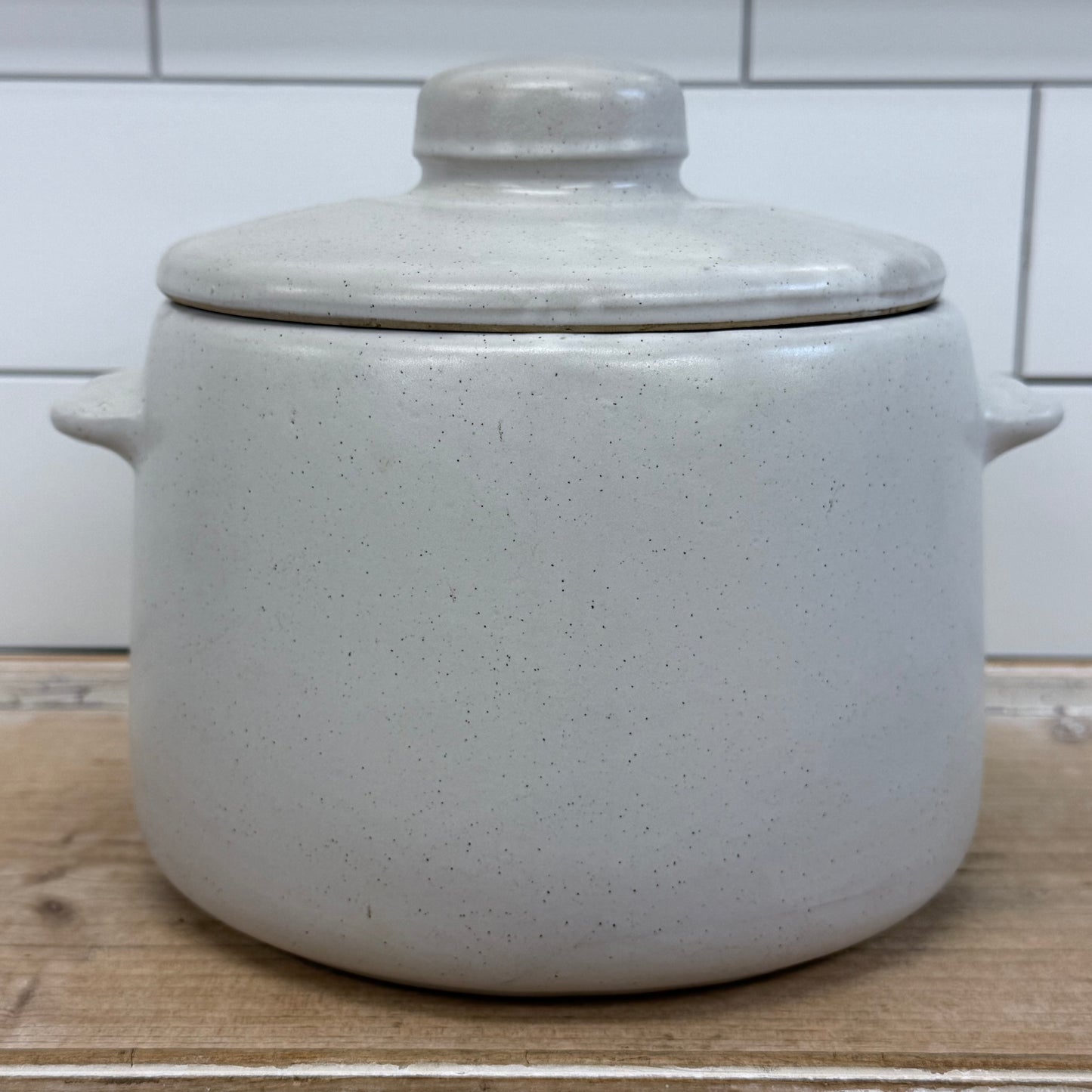 West Bend Stoneware Fork Lidded Kitchen Crock Canister 1970s