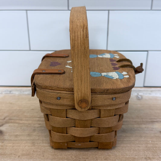 Longaberger Lidded Basket Folk Art Vintage 1986