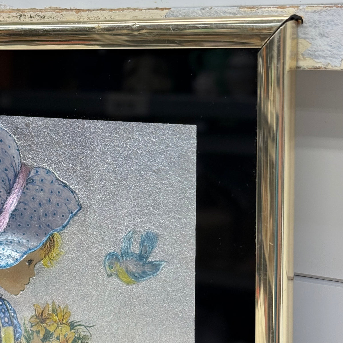 Dufex Foil Print Bonnet Girl Garden Framed Wall Art