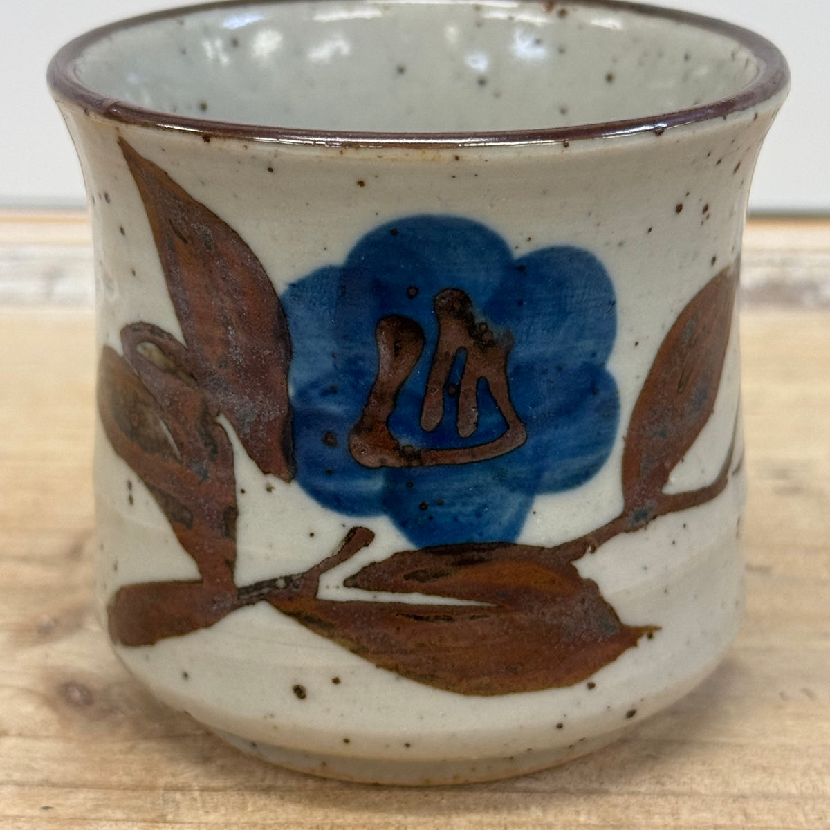 Japanese Stoneware Tea Set Blue Floral Teapot 7 Piece