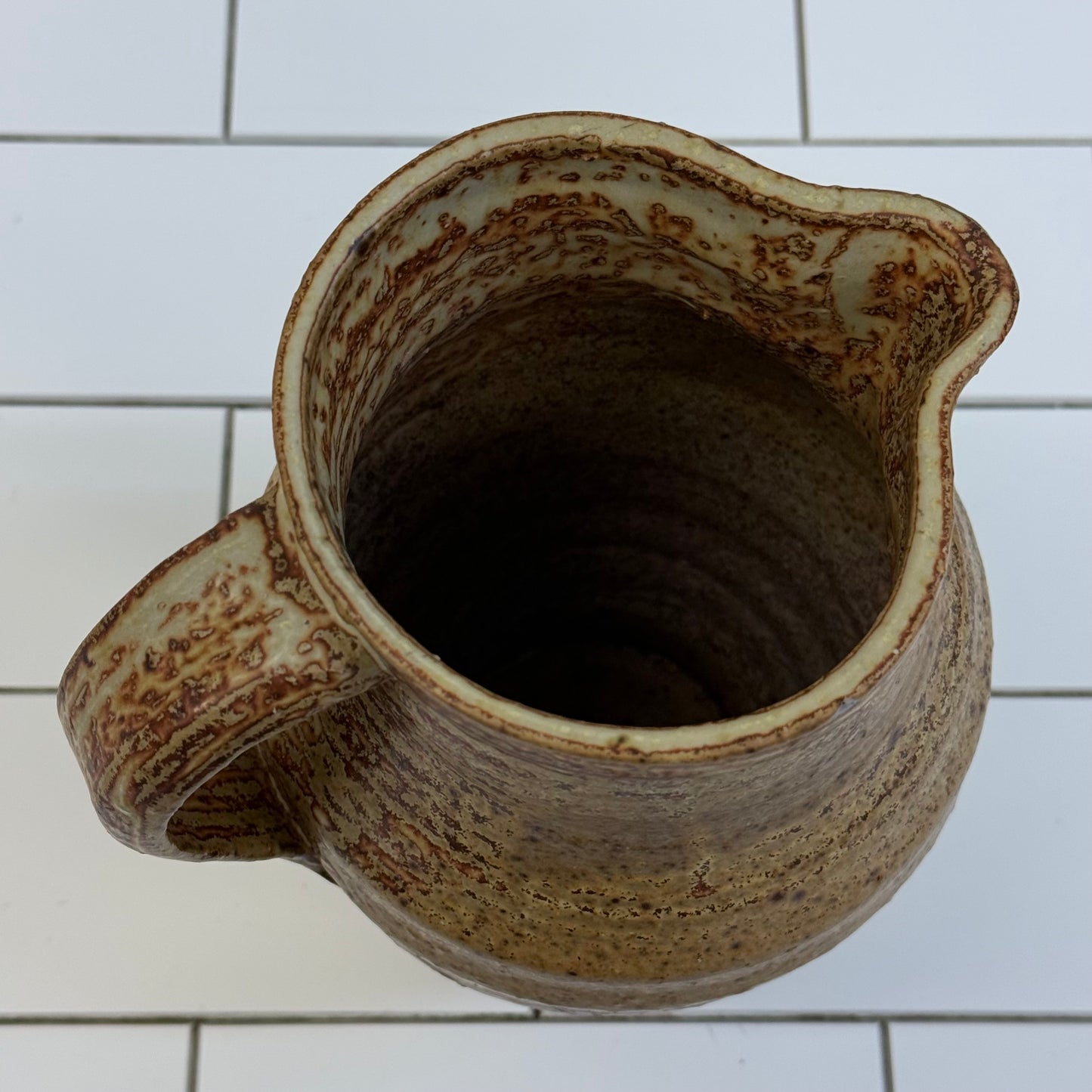 Studio Pottery Stoneware Pitcher Rustic Drip Glaze