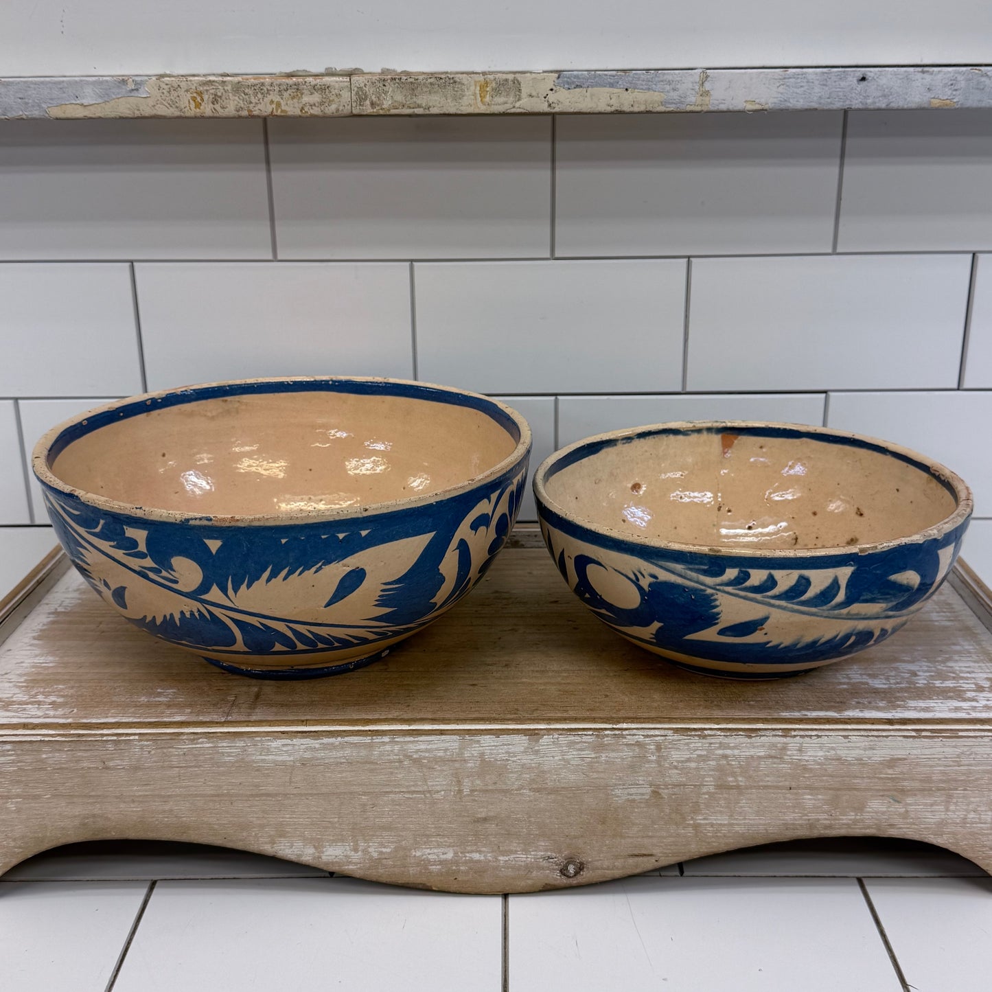 Tonalá Style Mexican Pottery Bowls Set of 2 1960s