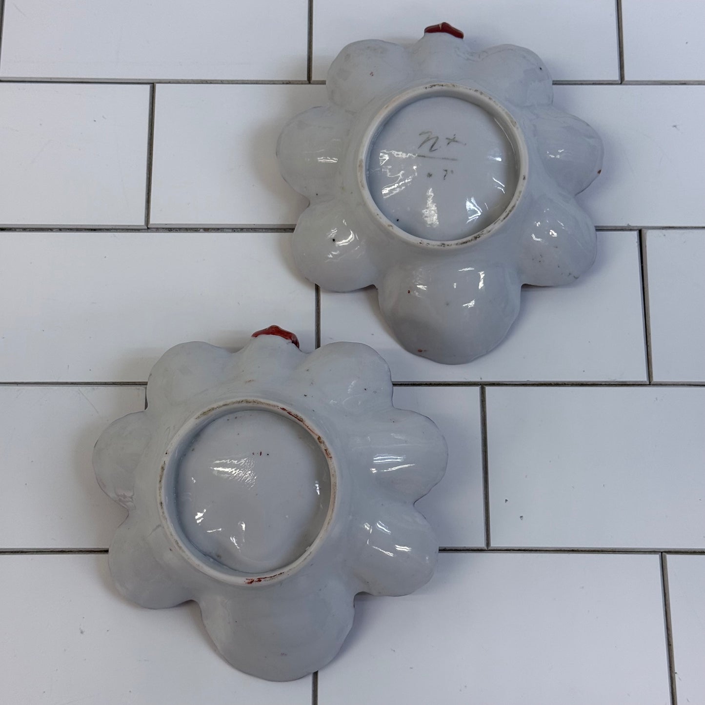 Japanese Geisha Porcelain Nappy Dishes Set of 2 1920s–30s