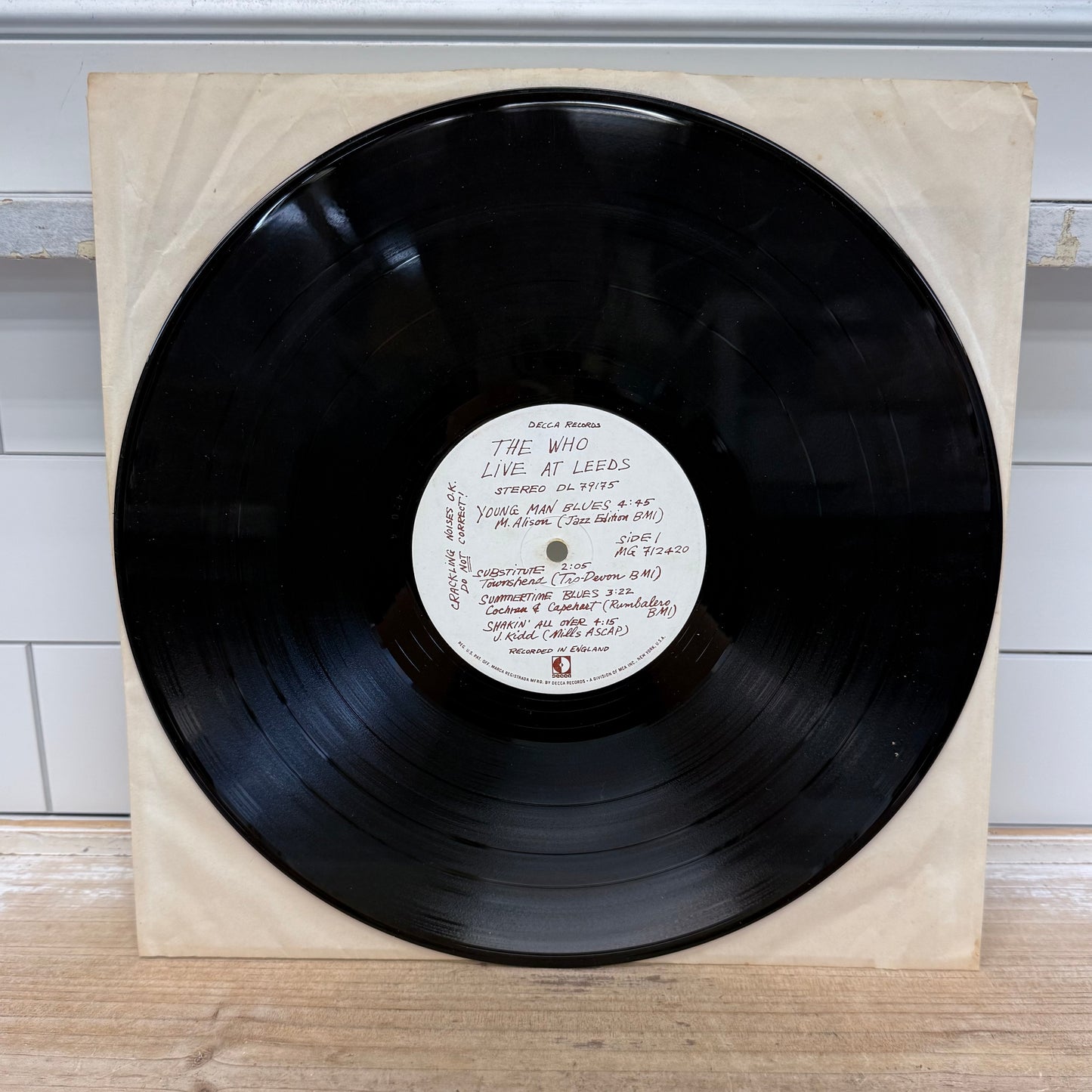 The Who Live at Leeds Vinyl Record LP 1970 #DL 79175