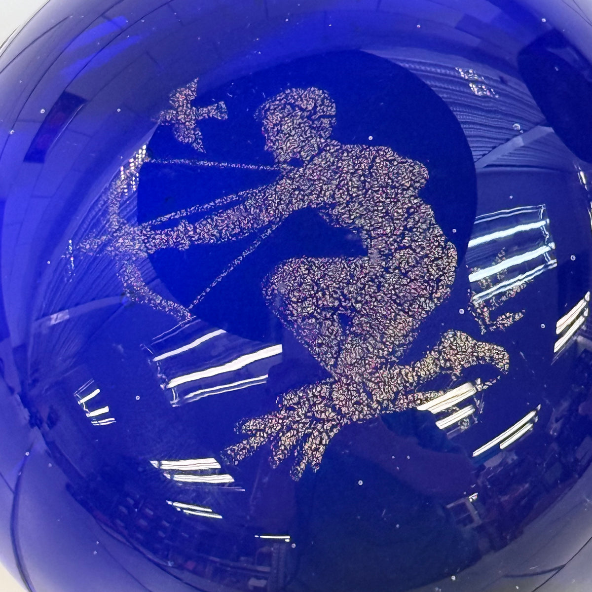 Murano Sagittarius Zodiac Cobalt Blue Art Glass Paperweight 1960s