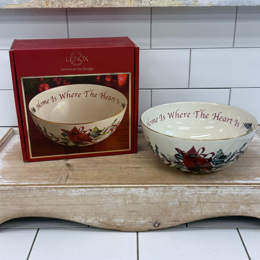 Lenox Home Is Where the Heart Is Cardinal Christmas Bowl Boxed