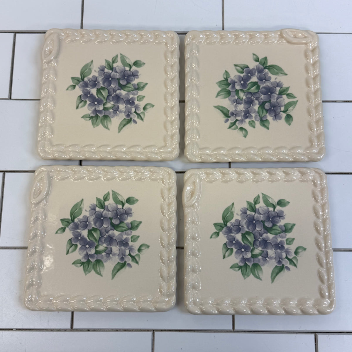 Pfaltzgraff Garden Party Square Sandwich Plates Set of 4 Floral