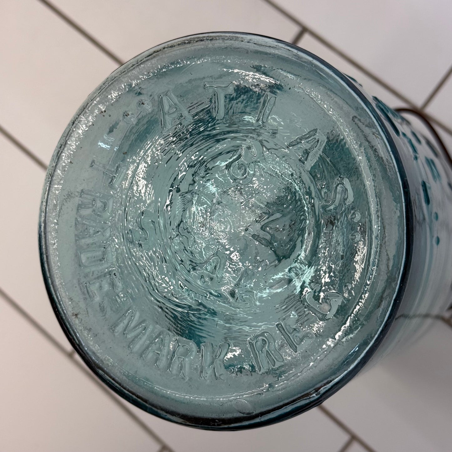 Hazel Atlas E-Z Seal Aqua Glass Canning Jar USA 1910s-1920s