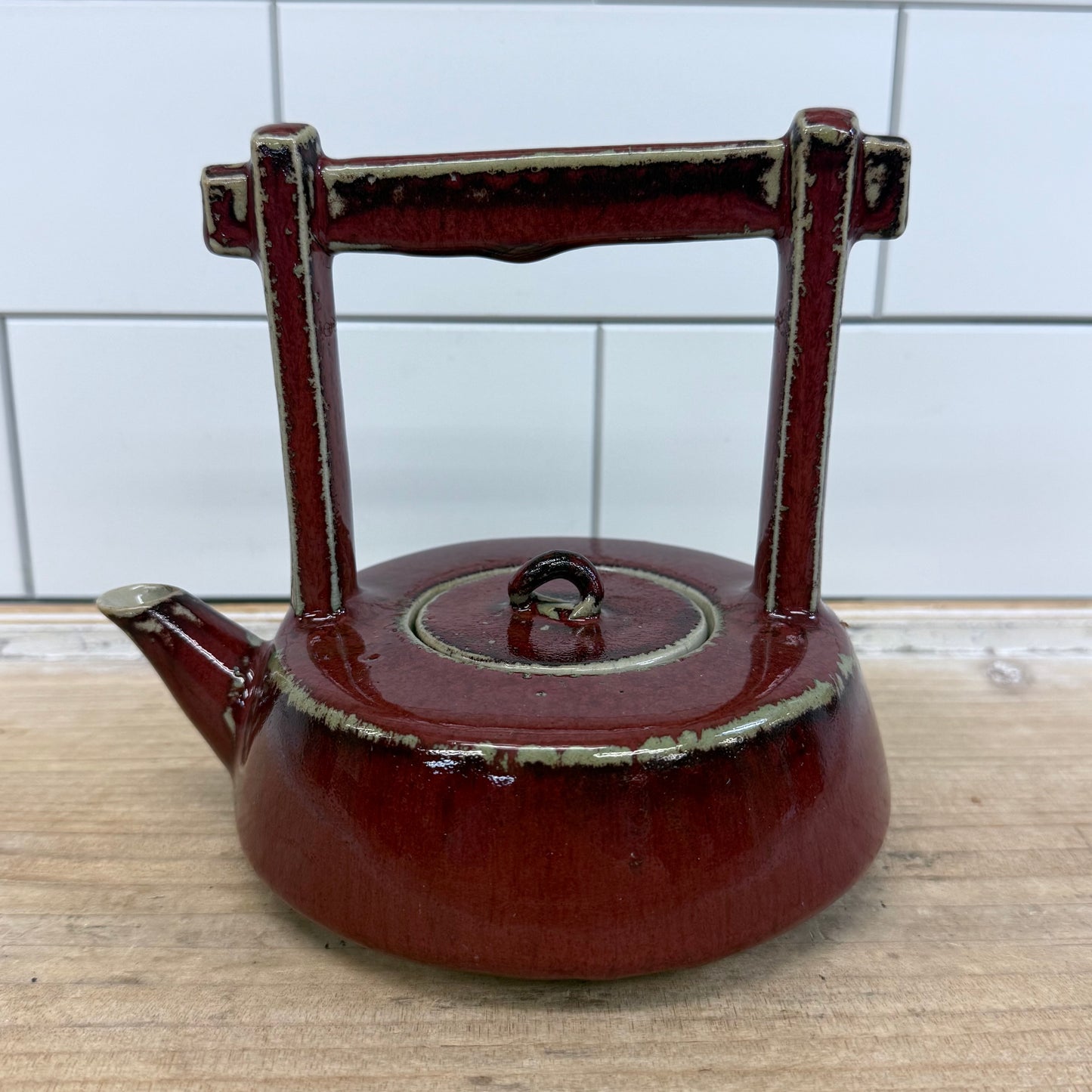 Vintage Oxblood Flambé Studio Pottery Teapot 1980s