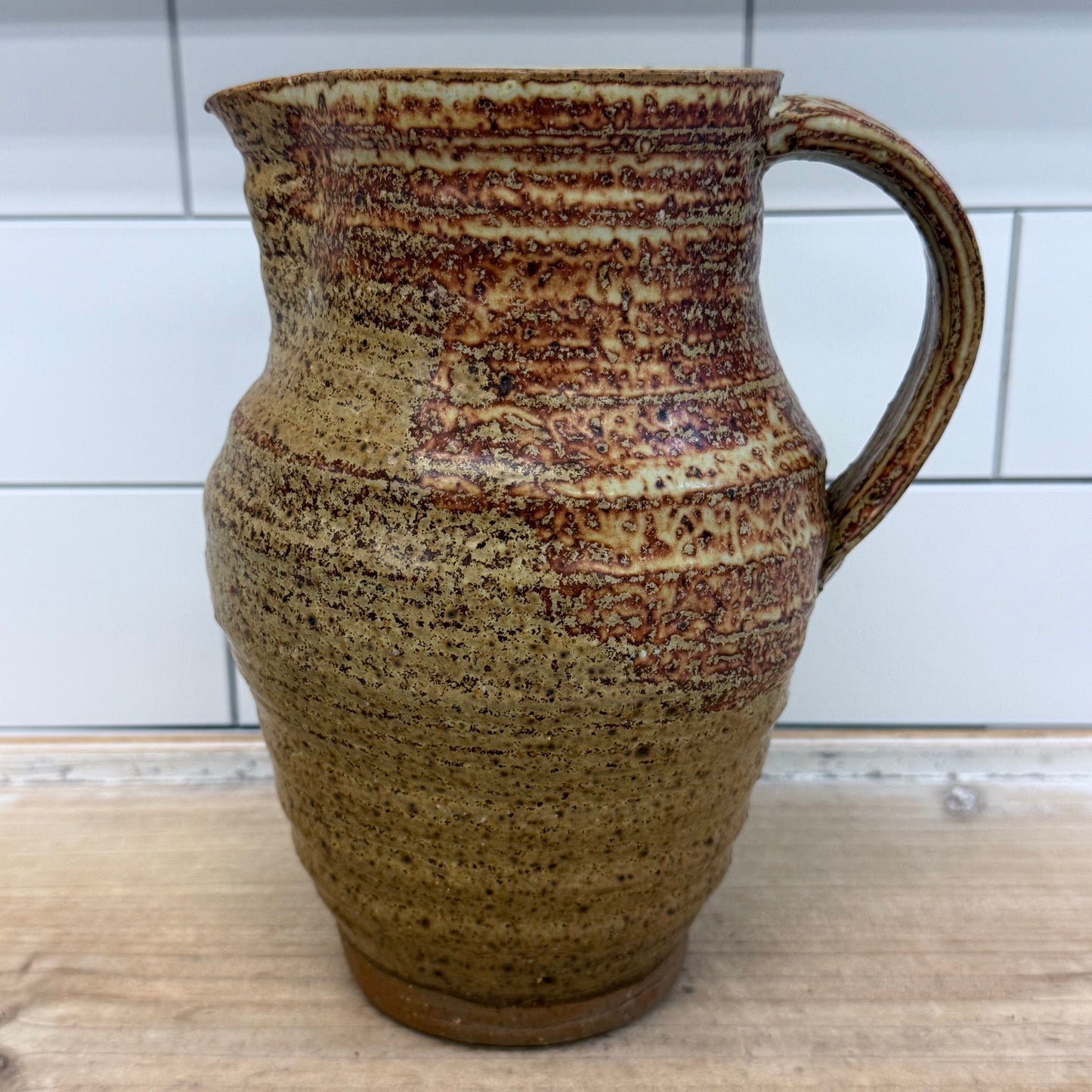 Studio Pottery Stoneware Pitcher Rustic Drip Glaze