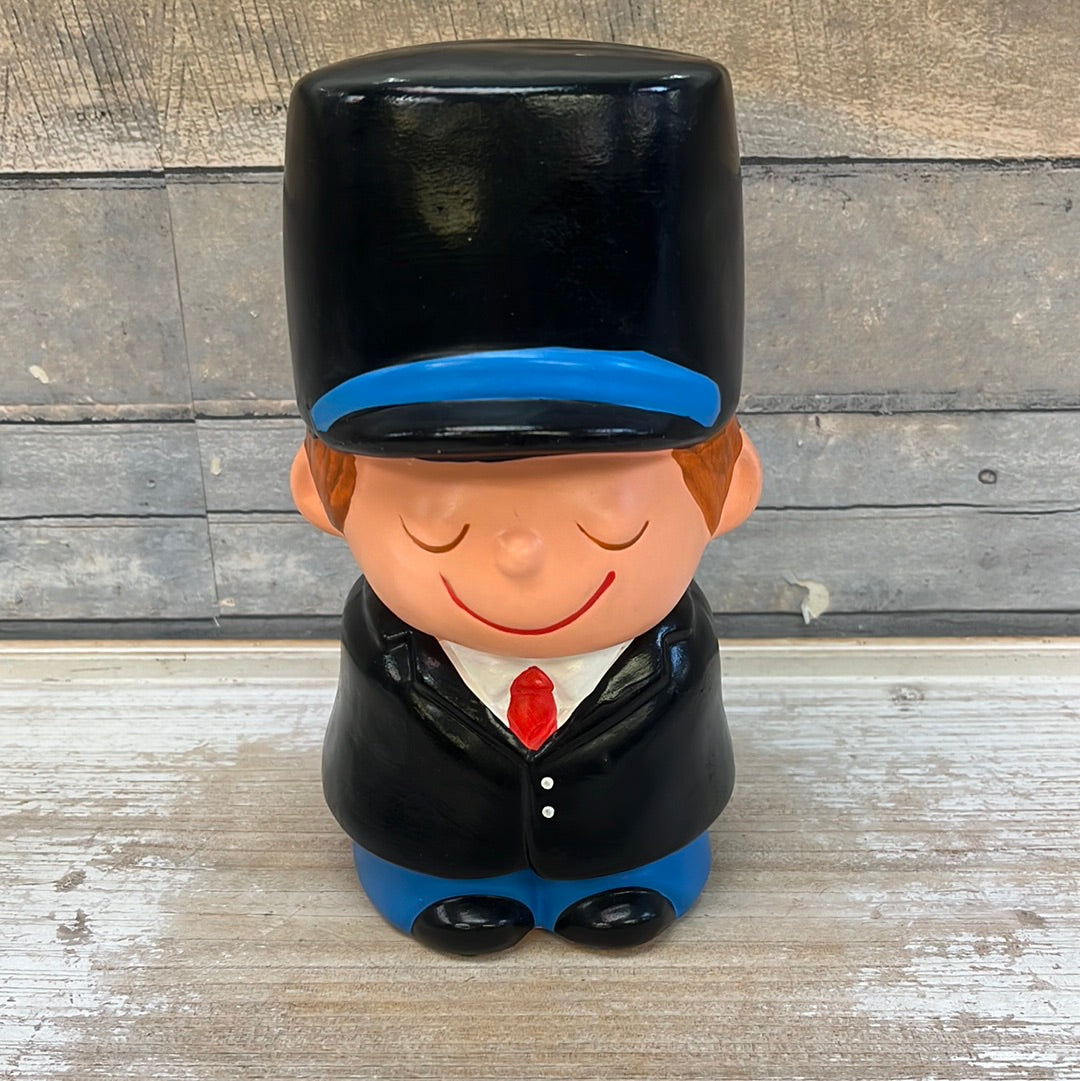 Vintage Handpainted Man in Uniform Coin Bank