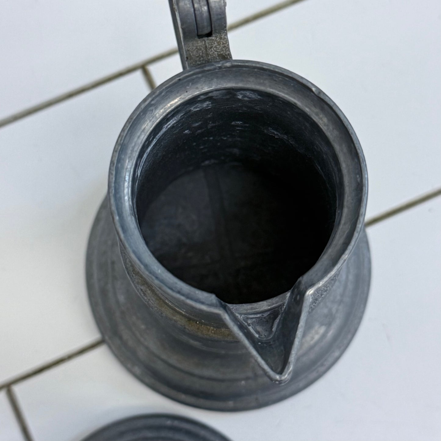 Pewter Flagon Set of 3 with Hinged Lids