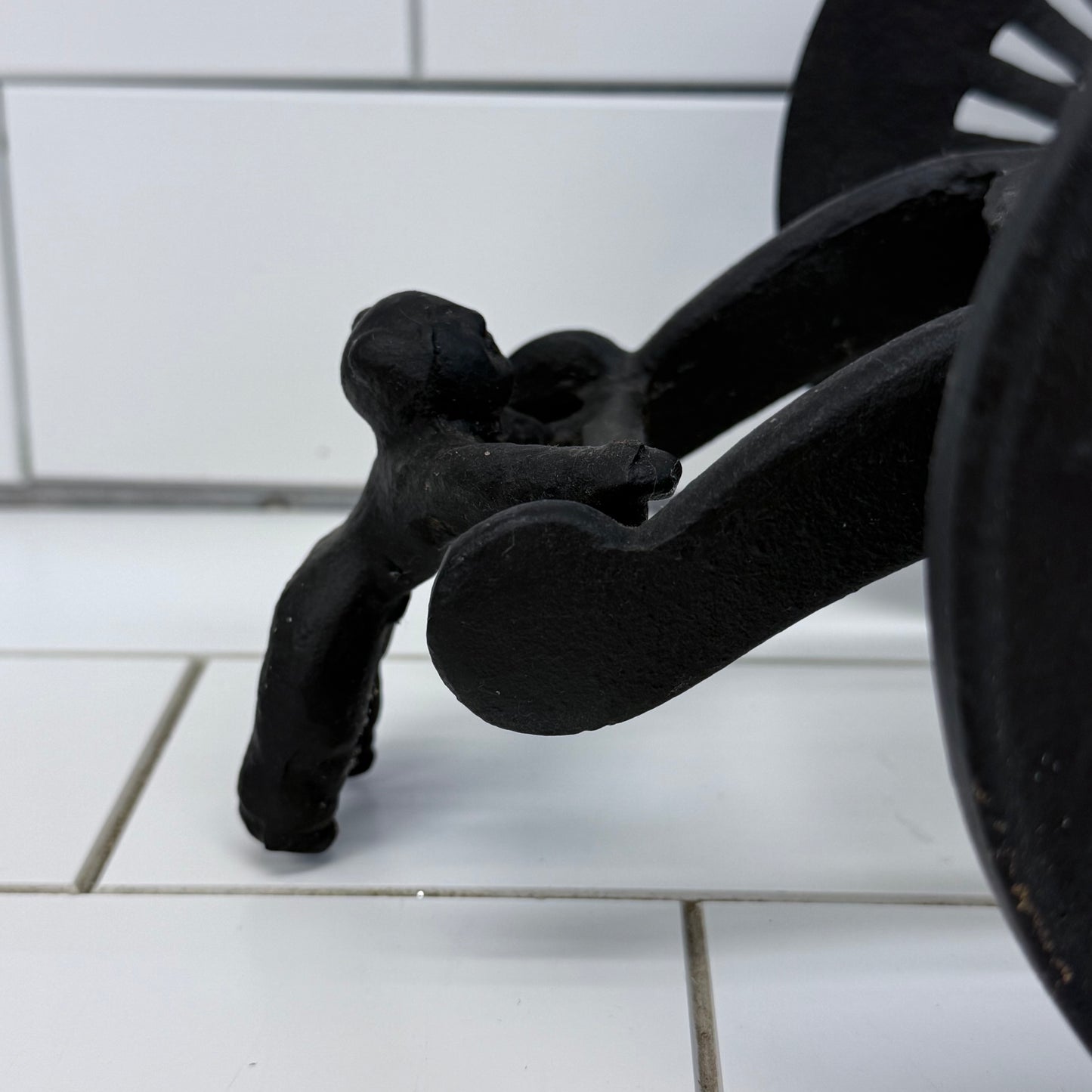 Japanese Cast Iron Rolling Wagon Planter Pot Holder Vintage
