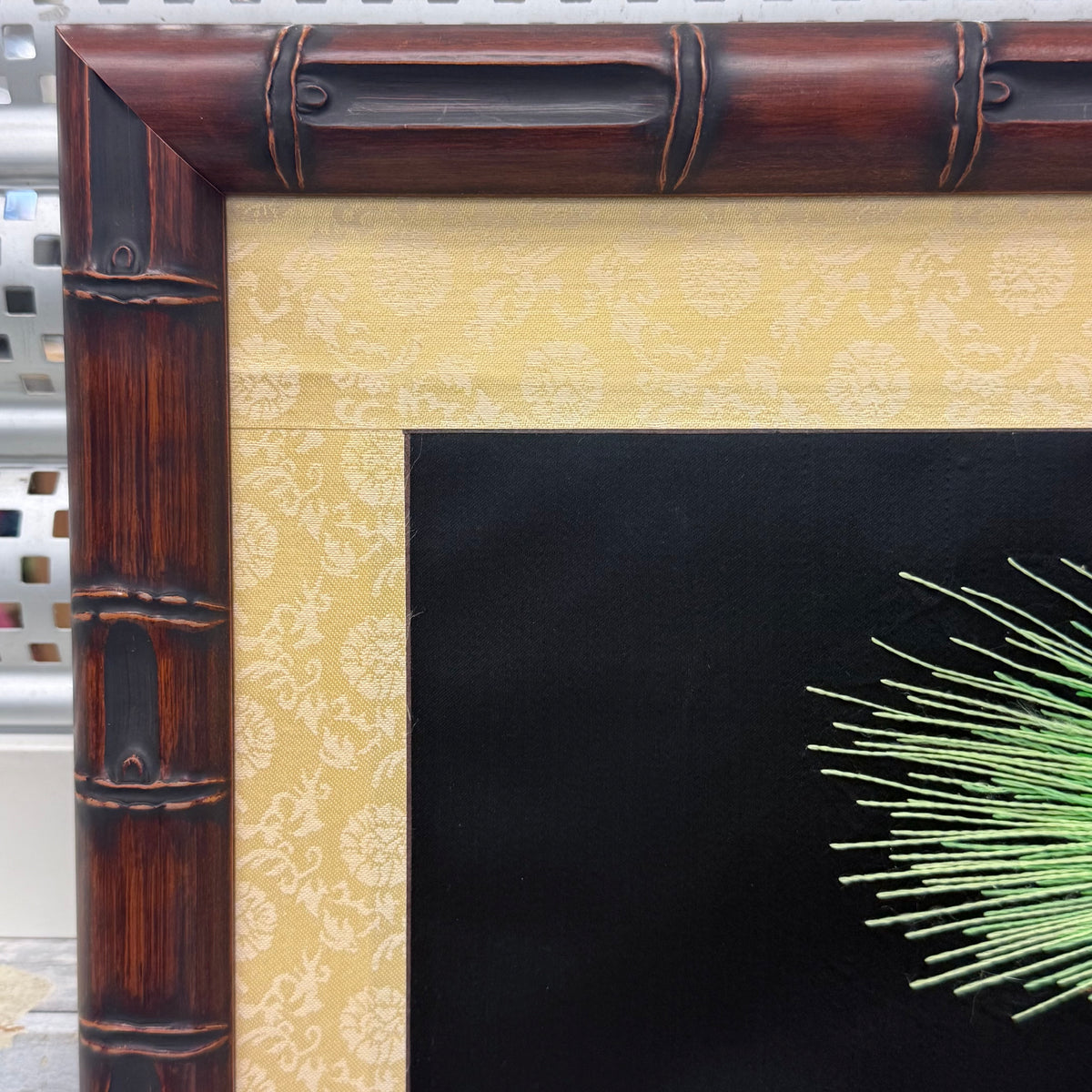 Crane Bird Embroidery Pine Tree Asian Style Textile Wall Art