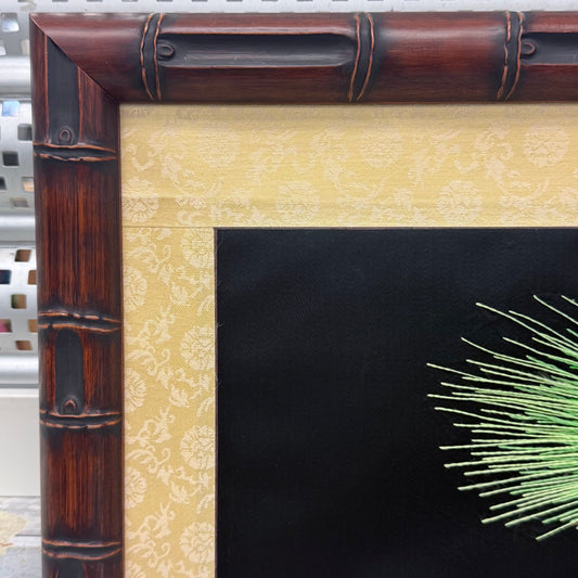 Crane Bird Embroidery Pine Tree Asian Style Textile Wall Art