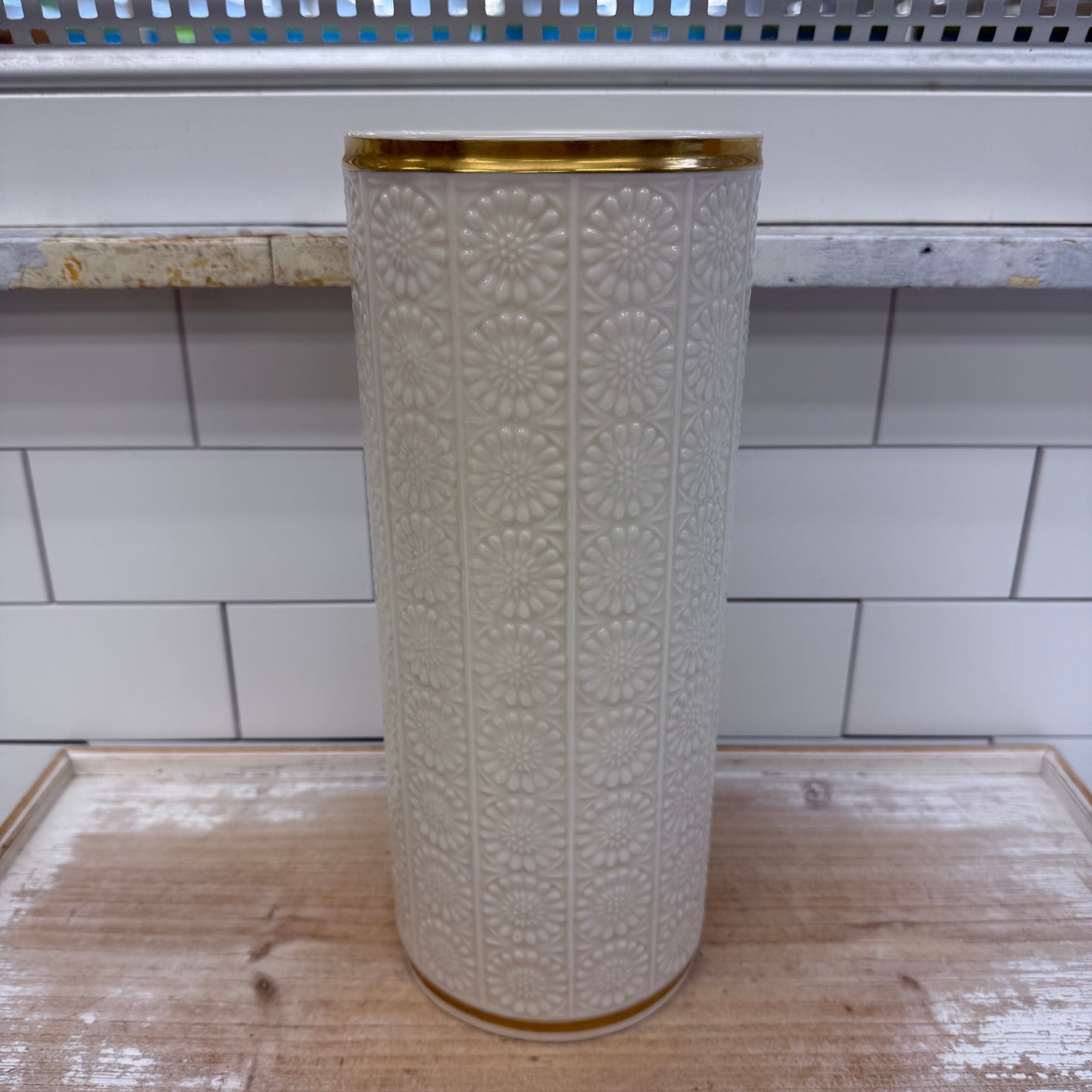 Lenox Fjord Sunflower Vase, Gilded Porcelain