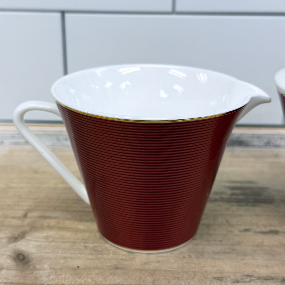 Nikko Burgundy Bone China Creamer & Lidded Sugar Bowl Set