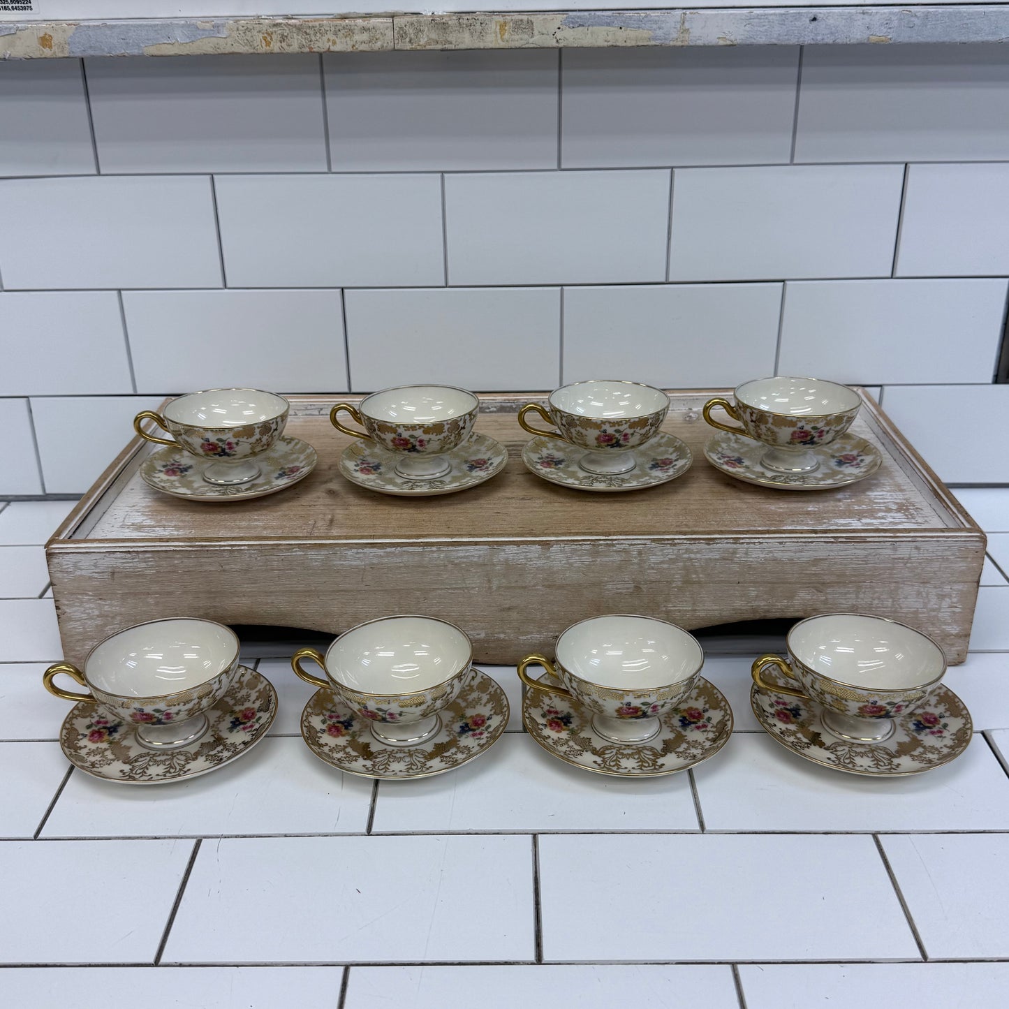 Bohemia Royal Ivory Teacup & Saucer Set of 8 Vintage 1930s