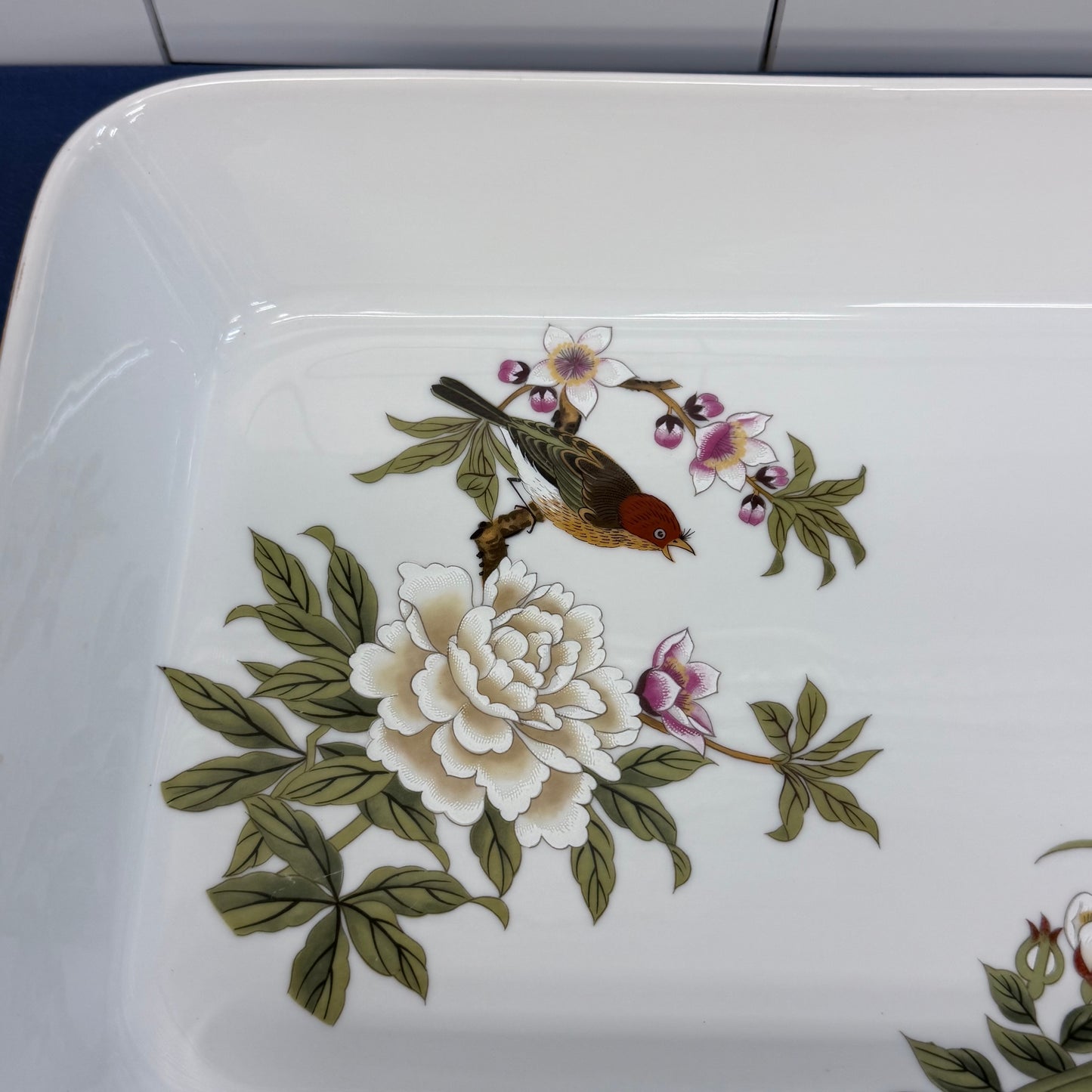Shafford Chinese Garden Porcelain Baking Dish Japan 1970s