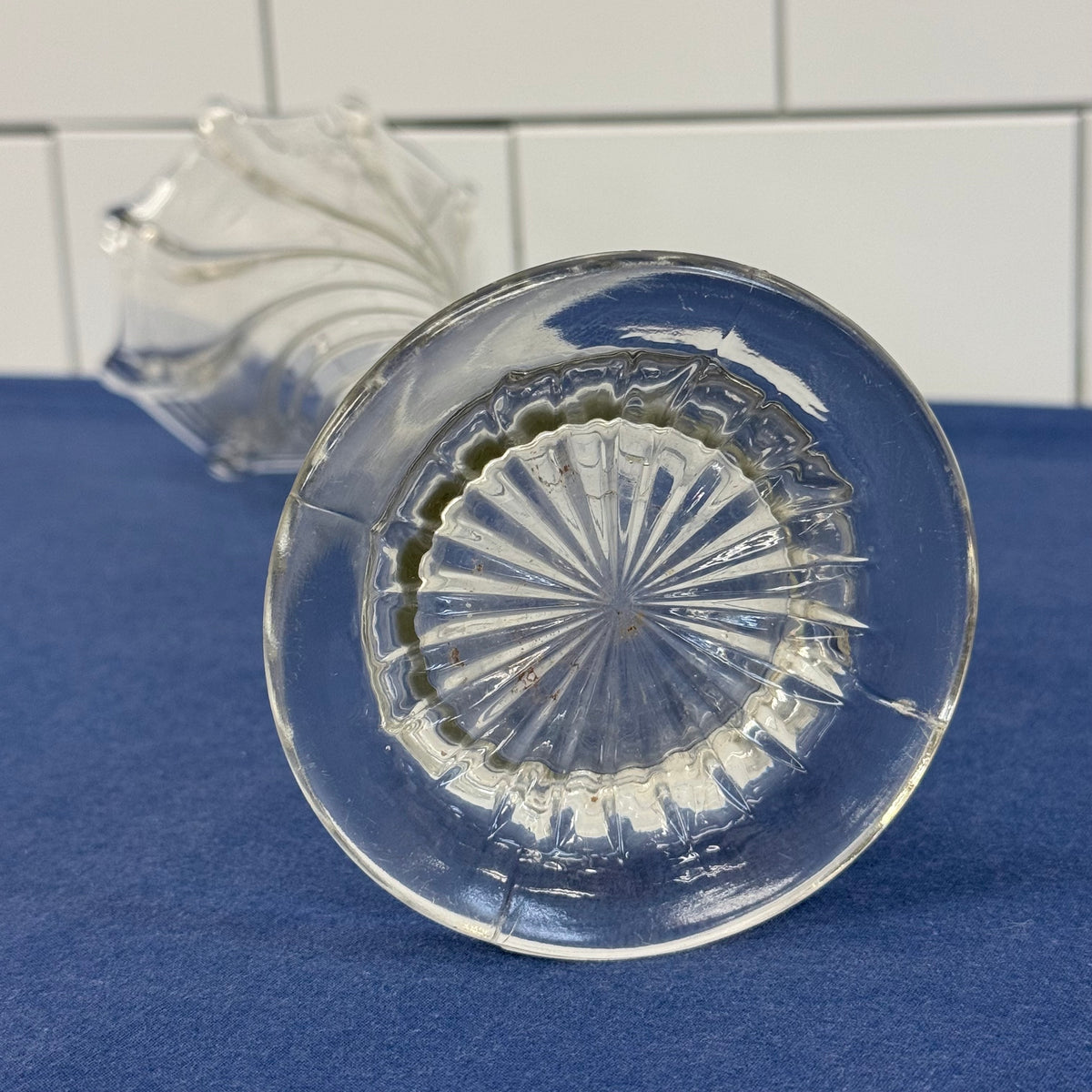 Clear Glass Swung Vase Diamond Pattern