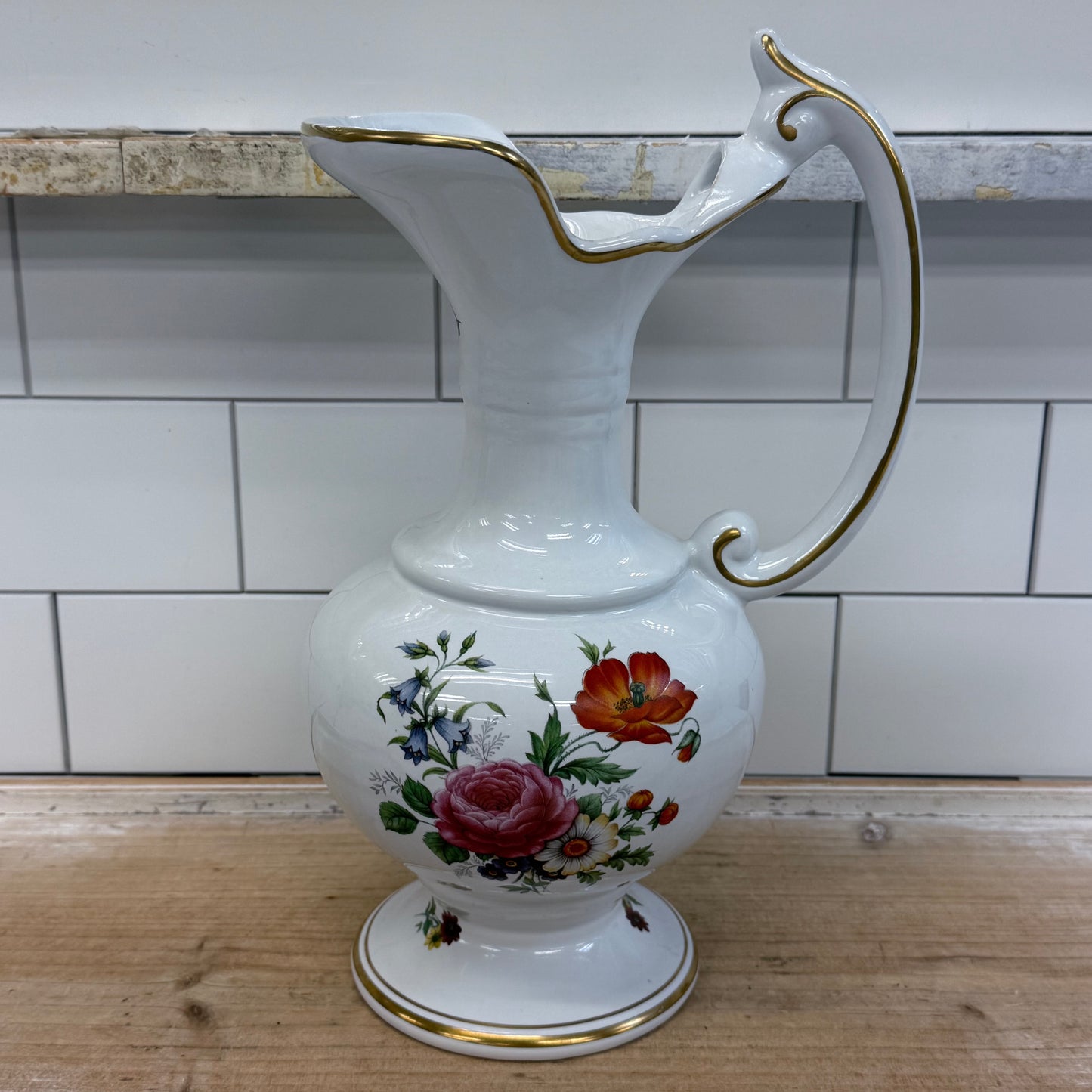 Porcelaine de Bruxelles Floral Pitcher 1960s