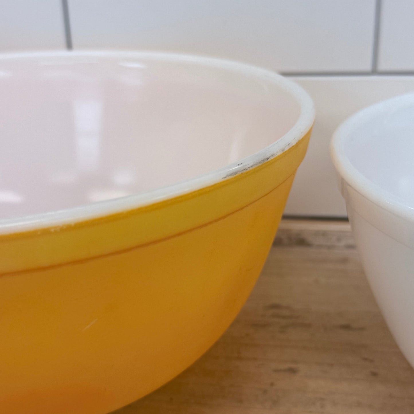 Pyrex White & Orange Nesting Mixing Bowls Milk Glass Set of 2