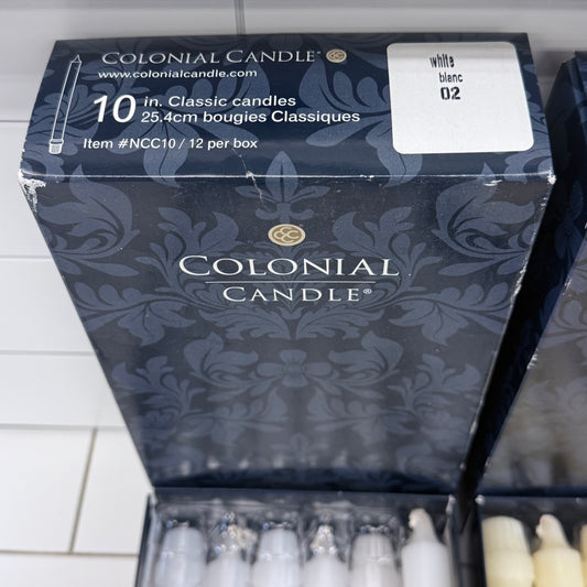 Colonial Candle Unscented White & Ivory Taper Candles Set of 19