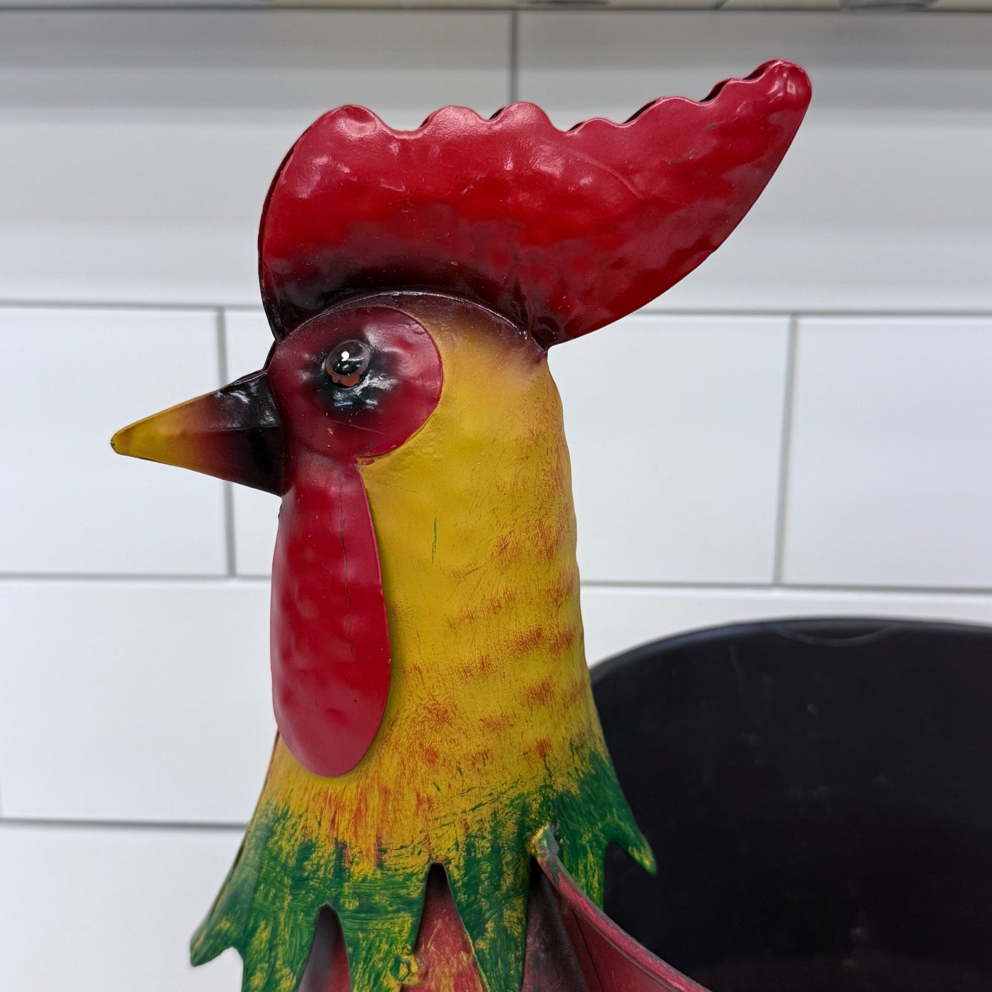 Metal Rooster Planter Pot Farmhouse Decor